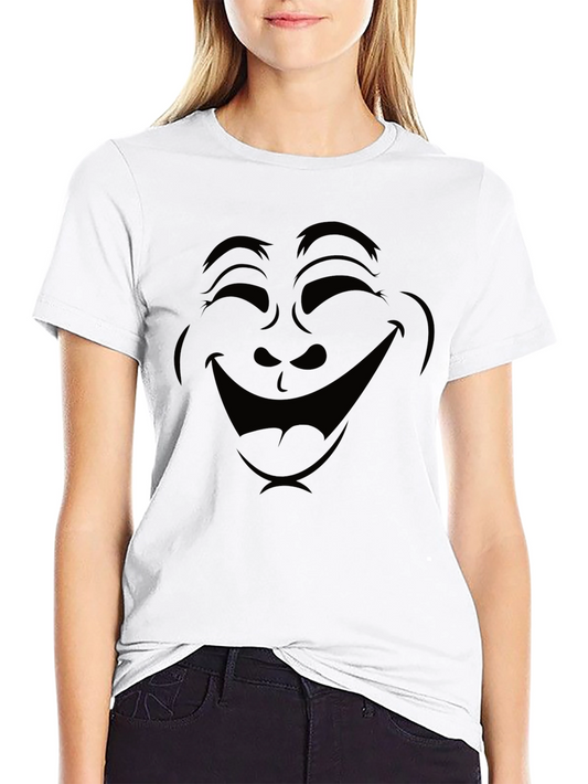 Laughing Face Graphic T-Shirt - Black Cotton Tee