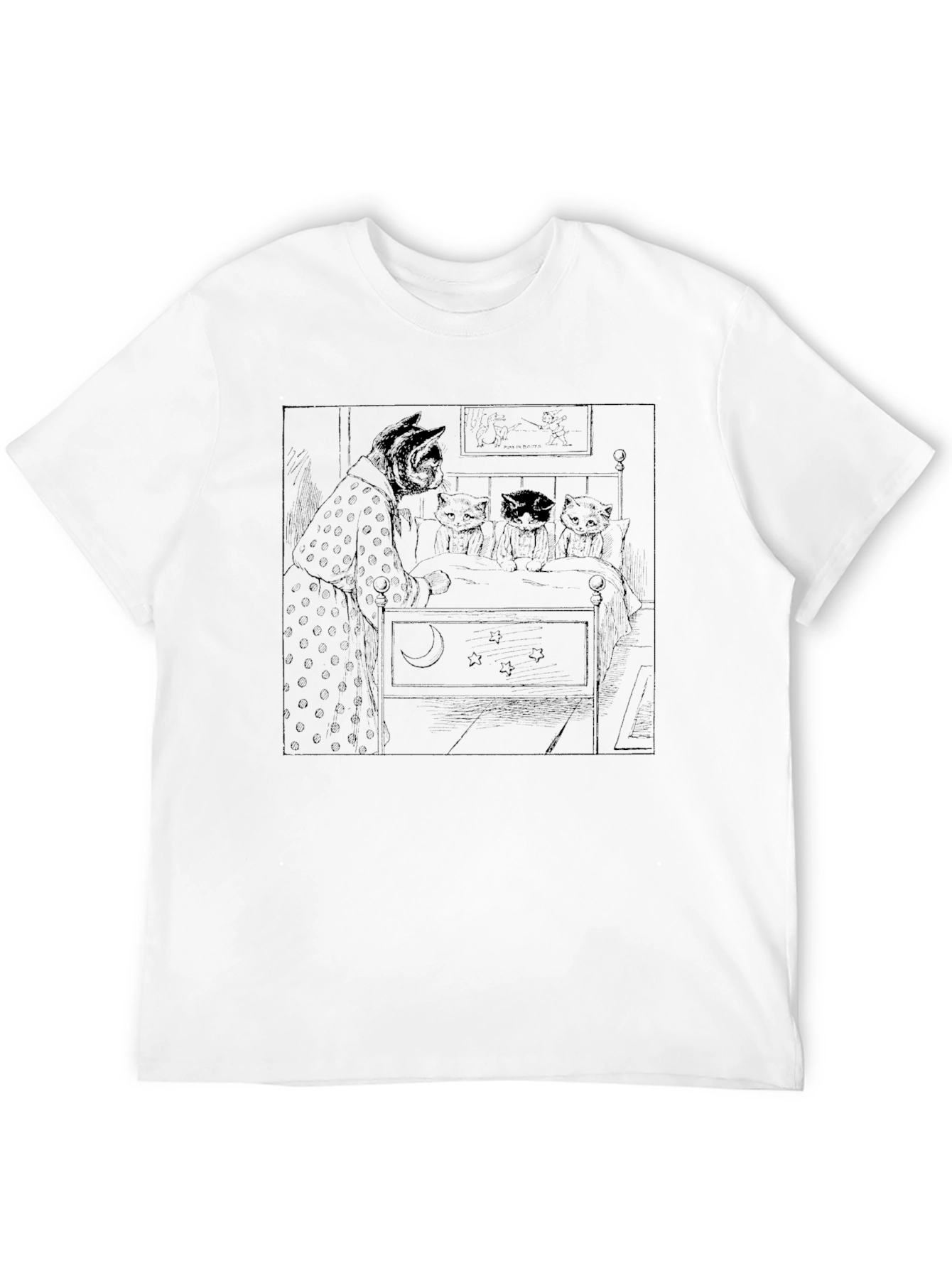 Cats Bedtime Story Black T-Shirt