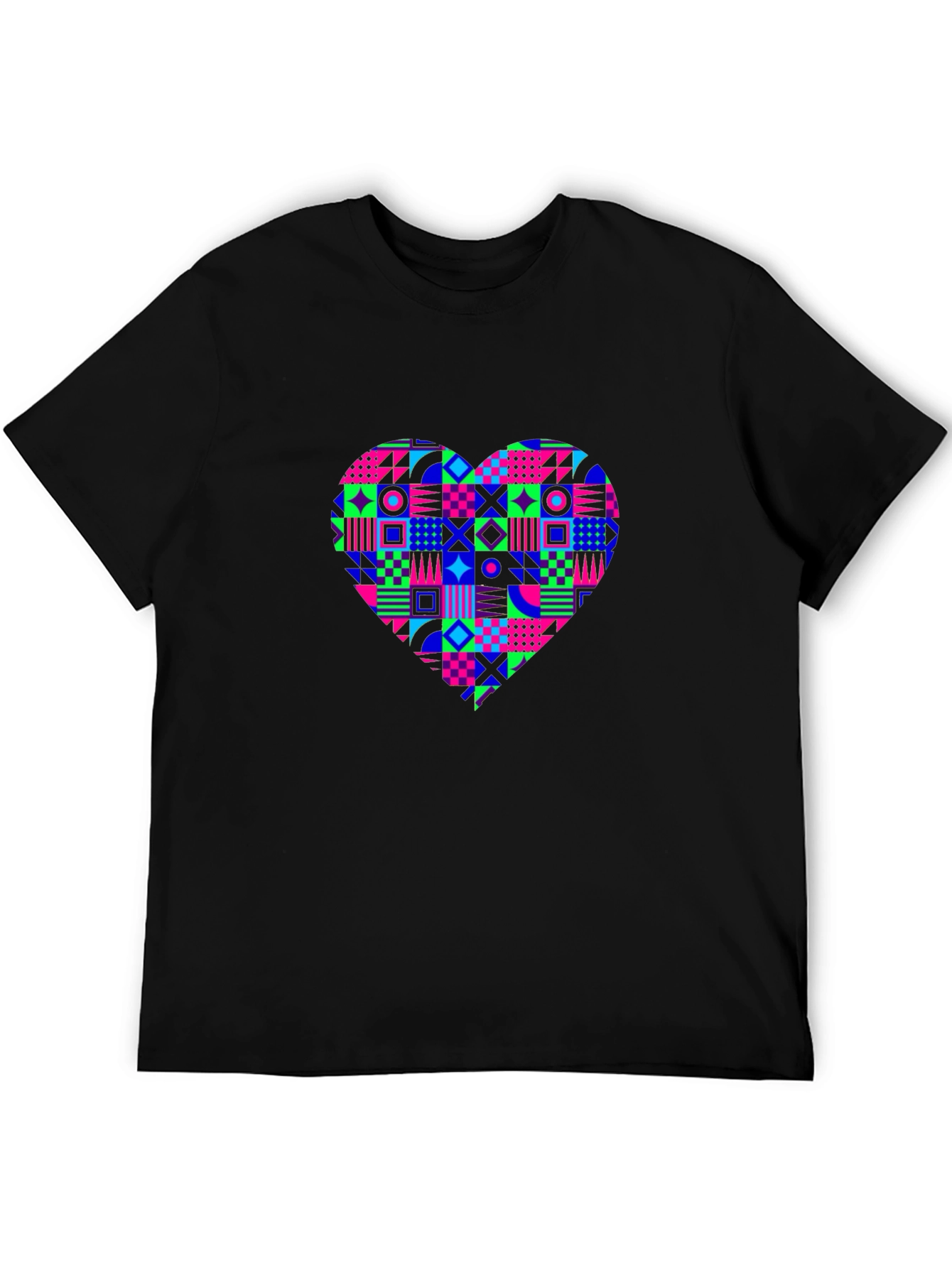Geometric Heart Black T-Shirt - Modern Streetwear