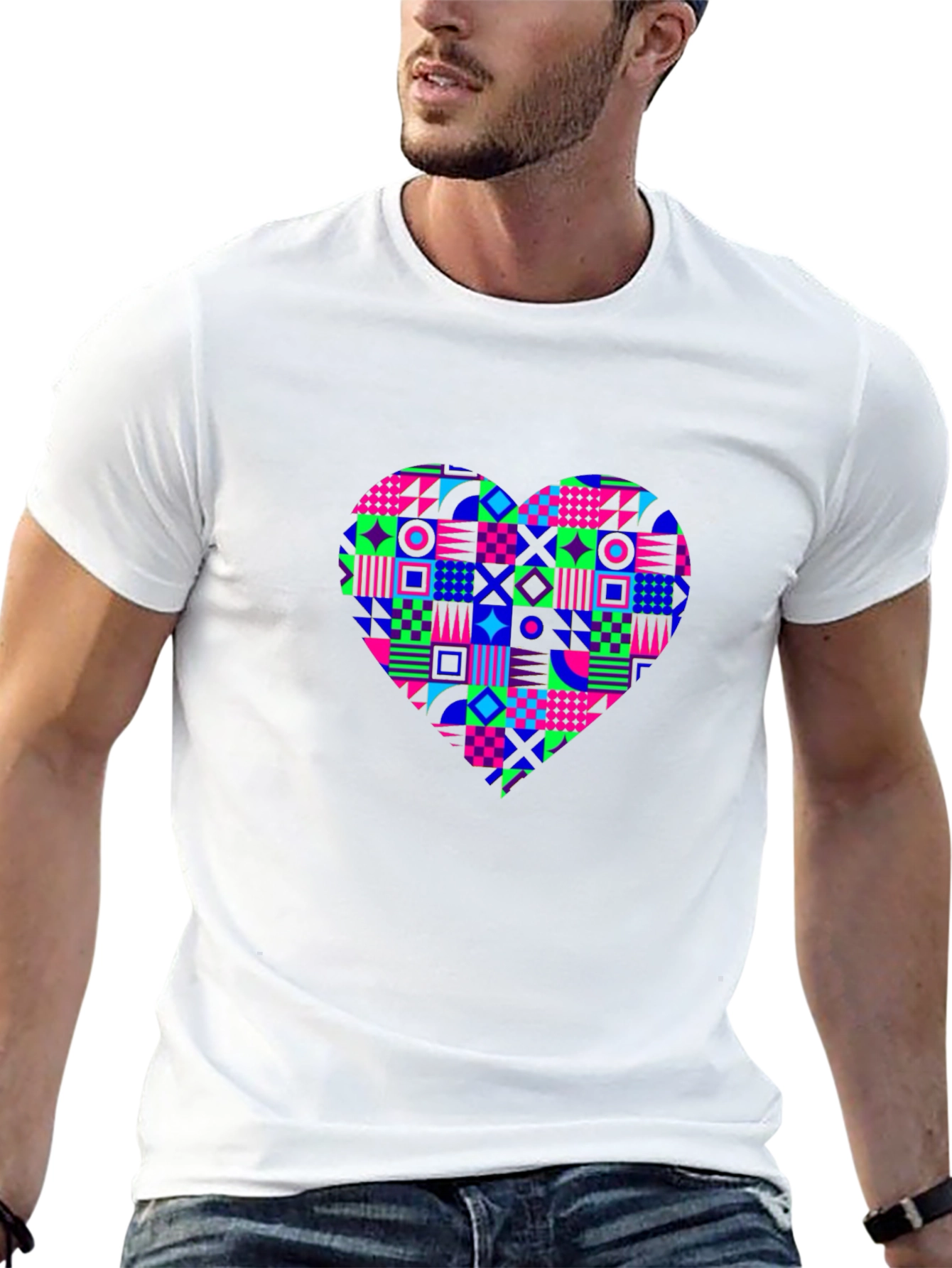 Geometric Heart Black T-Shirt - Modern Streetwear