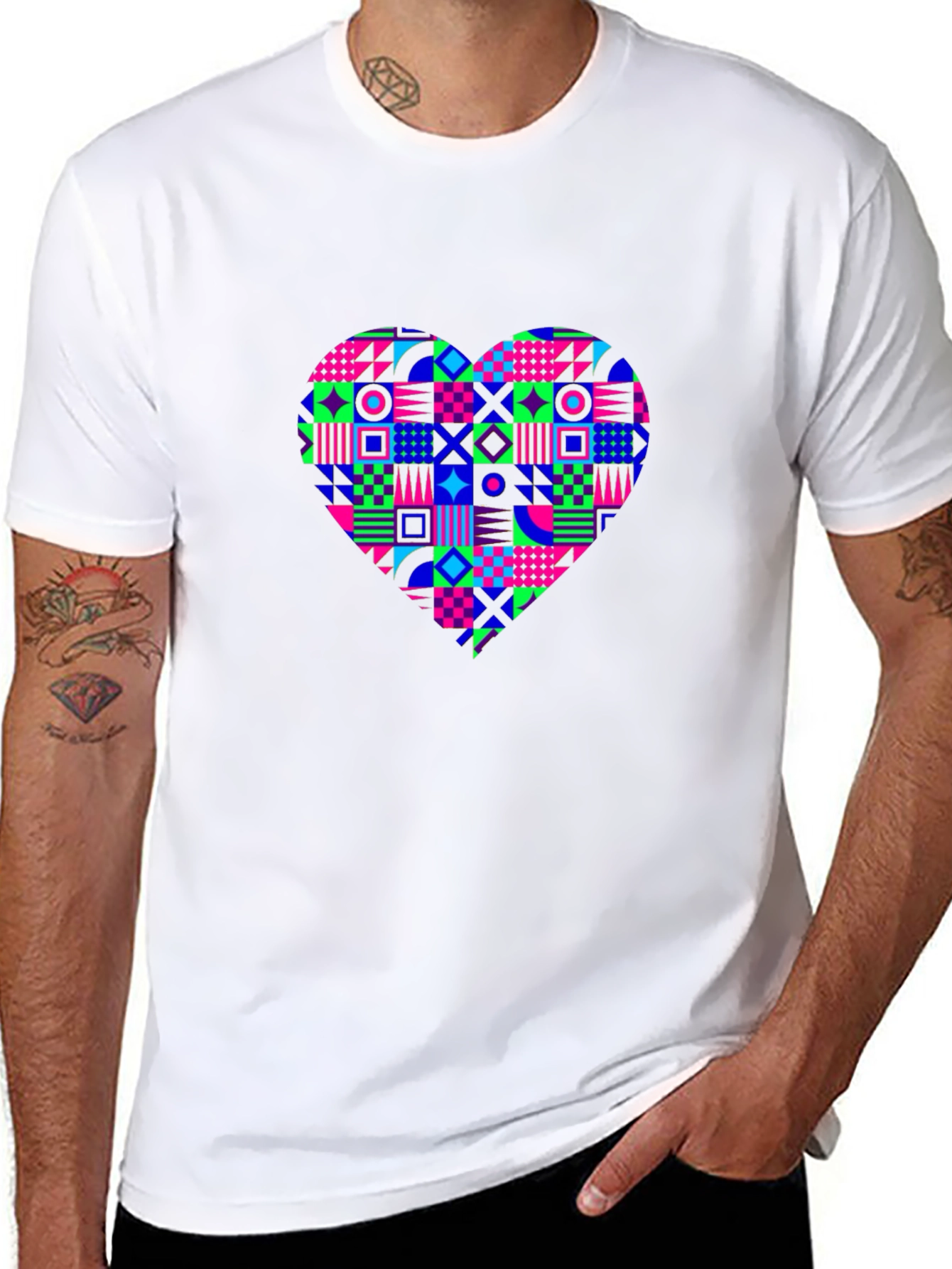 Geometric Heart Black T-Shirt - Modern Streetwear