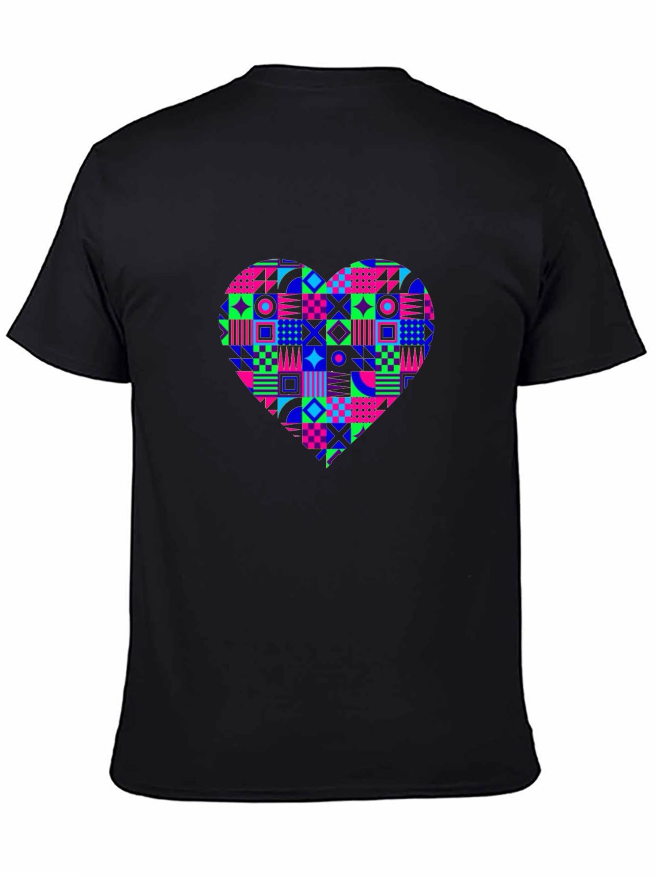 Geometric Heart Black T-Shirt - Modern Streetwear