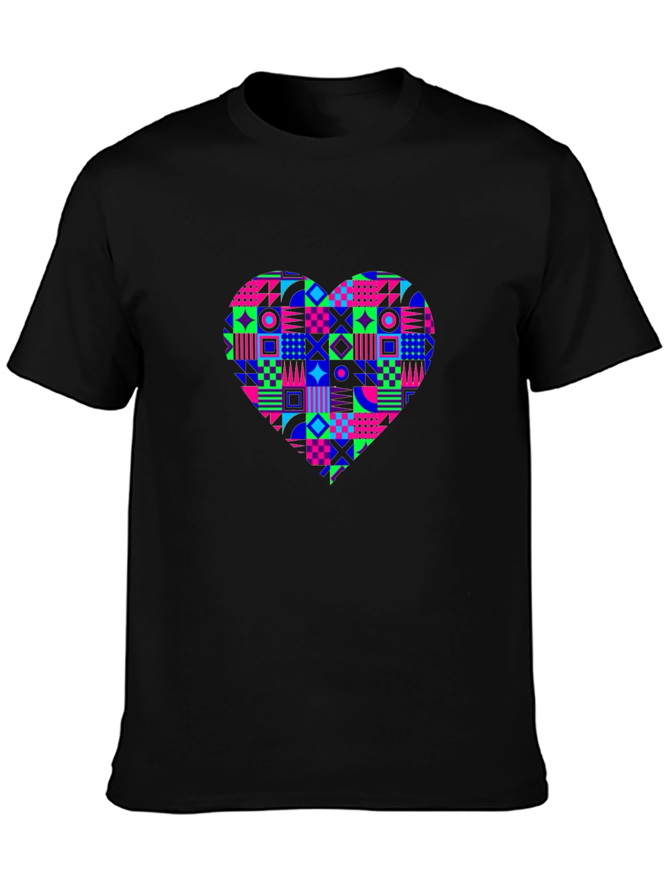 Geometric Heart Black T-Shirt - Modern Streetwear