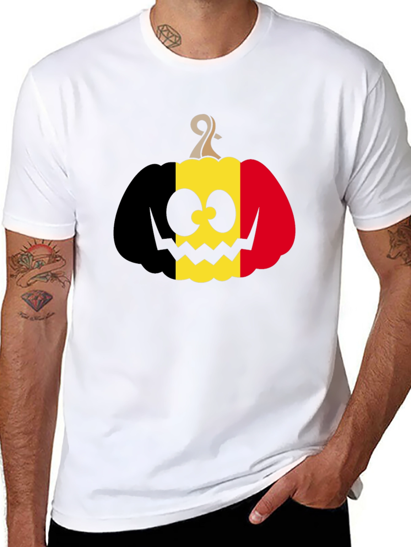 Belgian Flag Pumpkin T-Shirt Halloween Costume Tee