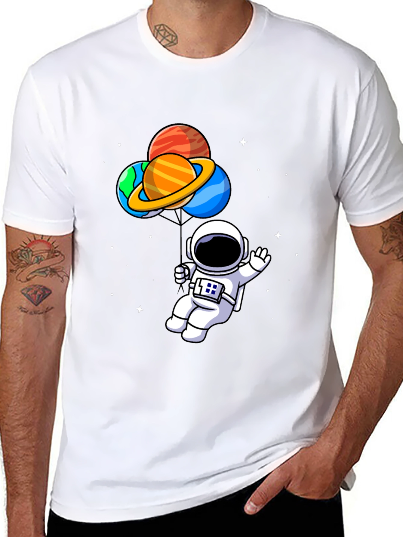 Astronaut Space Planets Graphic T-Shirt