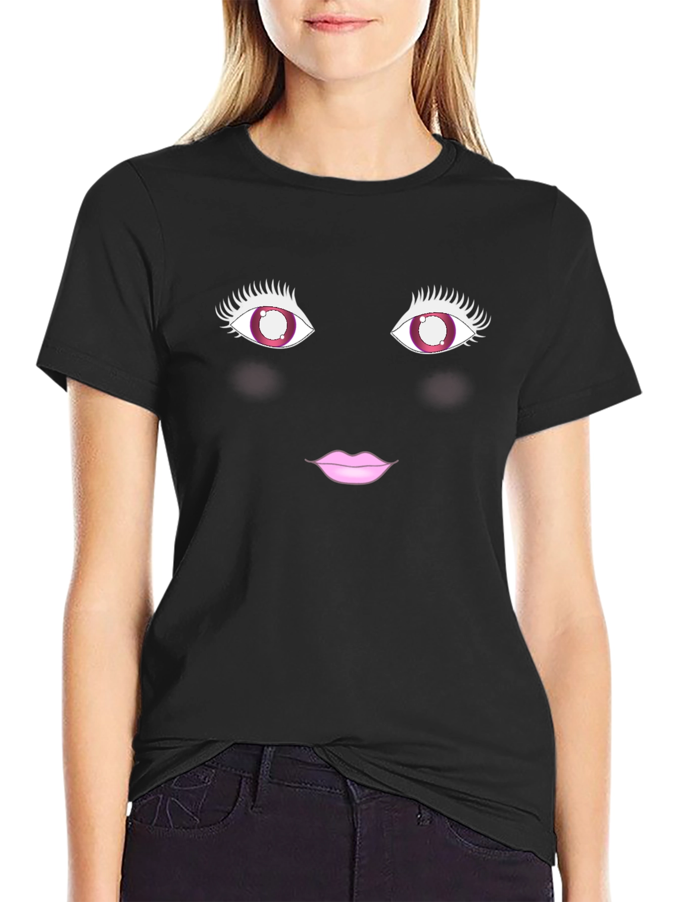 Fun Face T-Shirt - Eye & Lips Graphic Tee