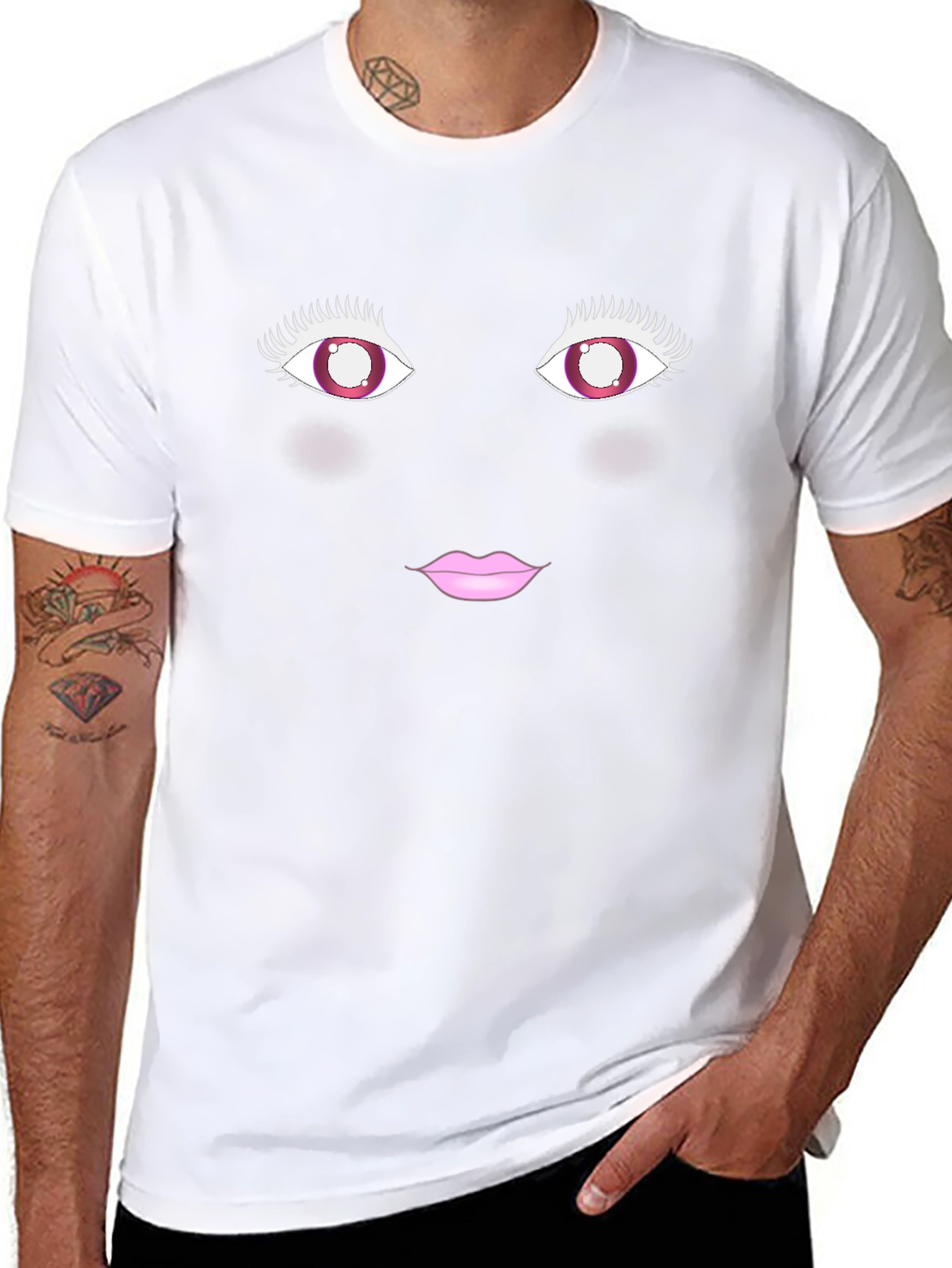 Fun Face T-Shirt - Eye & Lips Graphic Tee