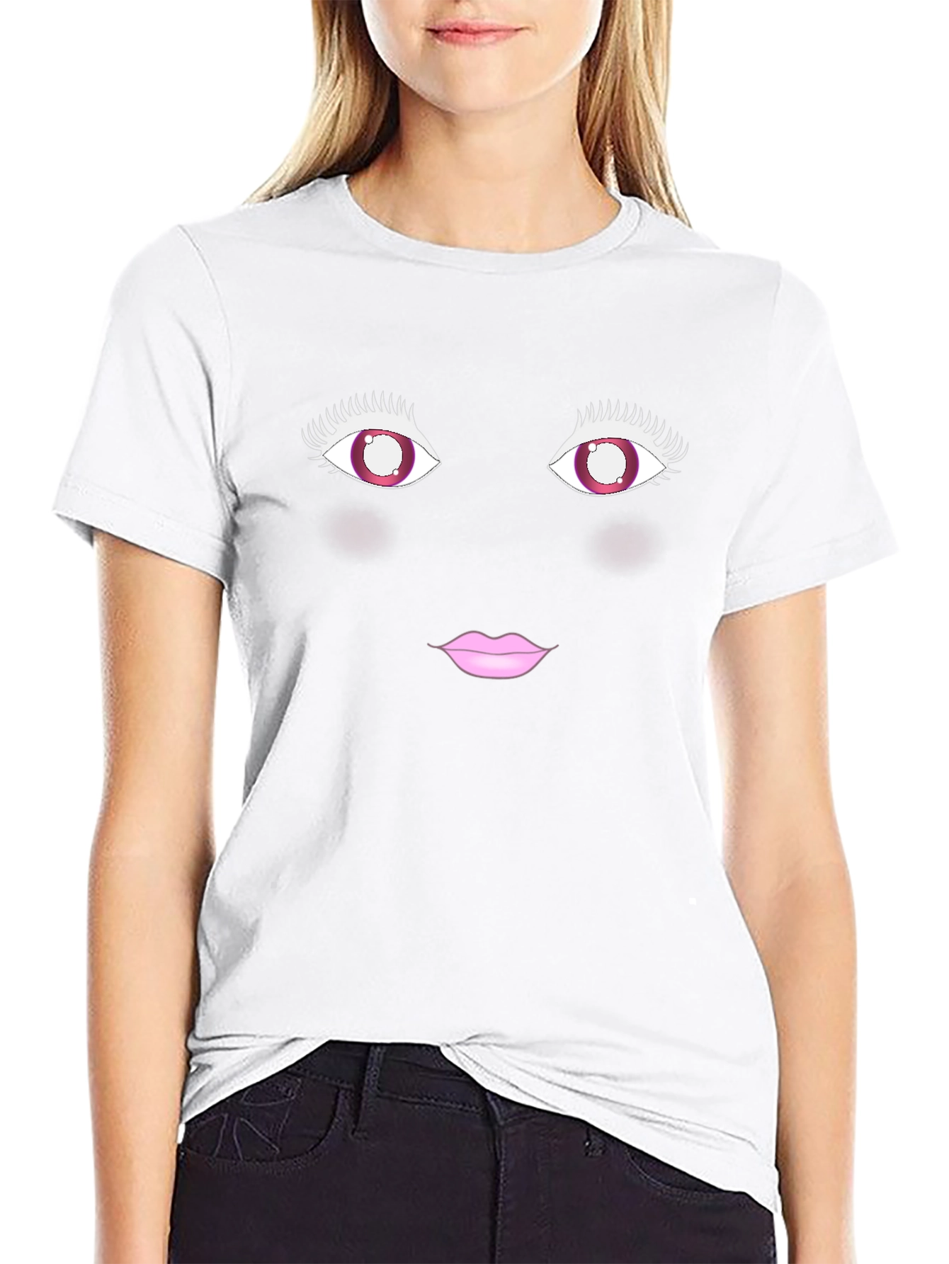 Fun Face T-Shirt - Eye & Lips Graphic Tee