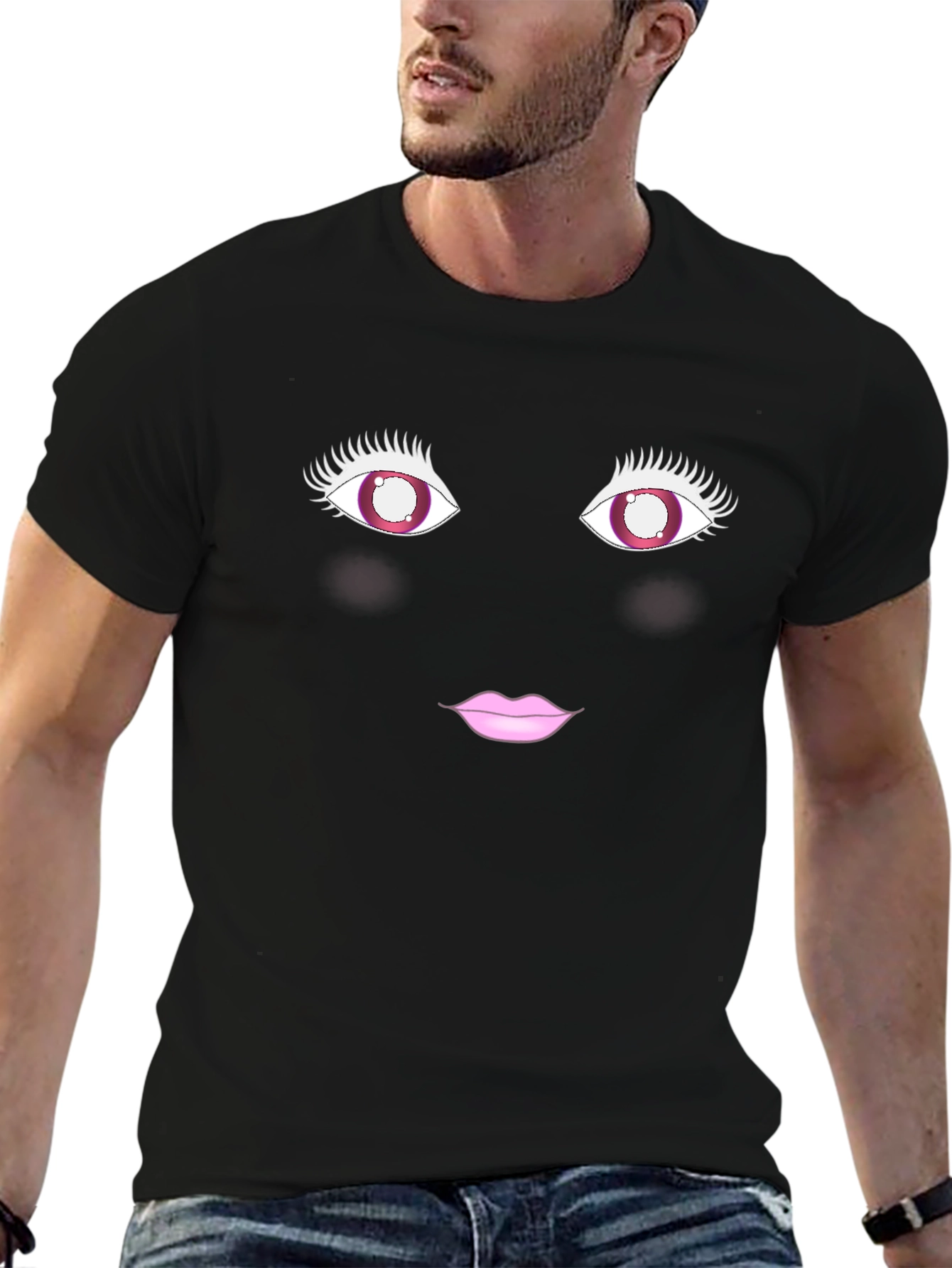 Fun Face T-Shirt - Eye & Lips Graphic Tee
