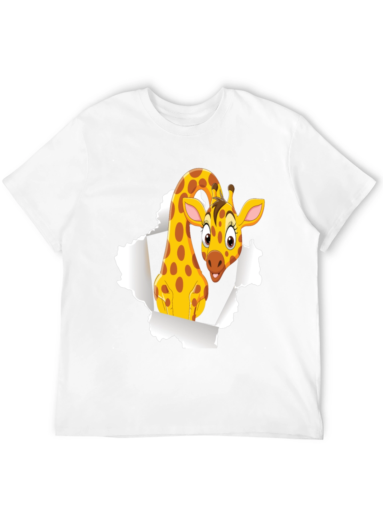 Cartoon Giraffe Graphic Black T-Shirt