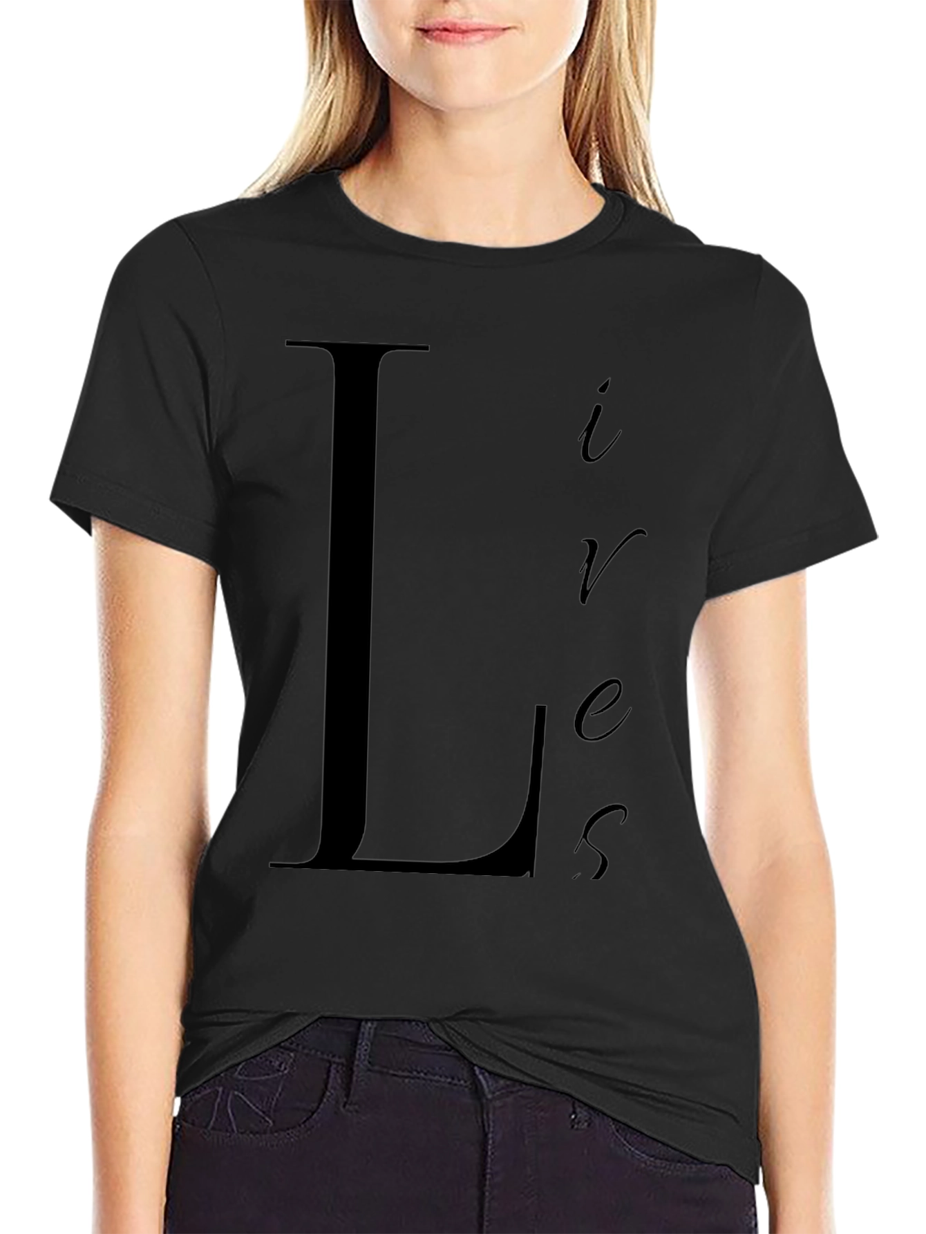 Lives Matter T-Shirt Black Crew Neck Cotton Tee
