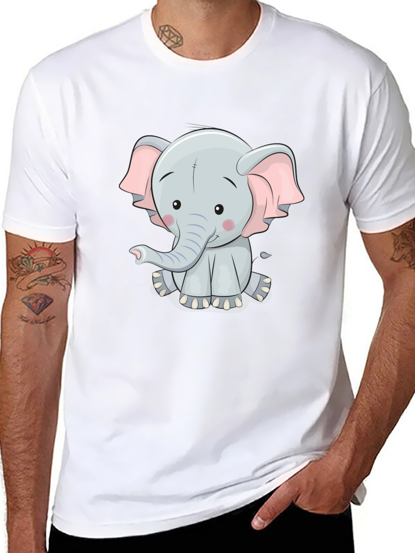 Cute Elephant Graphic Tee - Unisex Black T-Shirt
