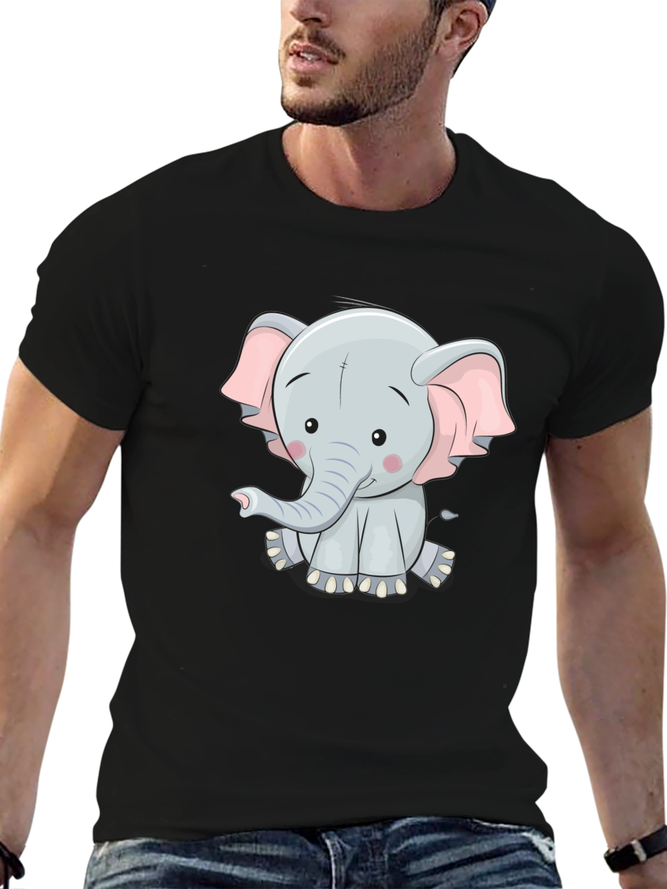 Cute Elephant Graphic Tee - Unisex Black T-Shirt
