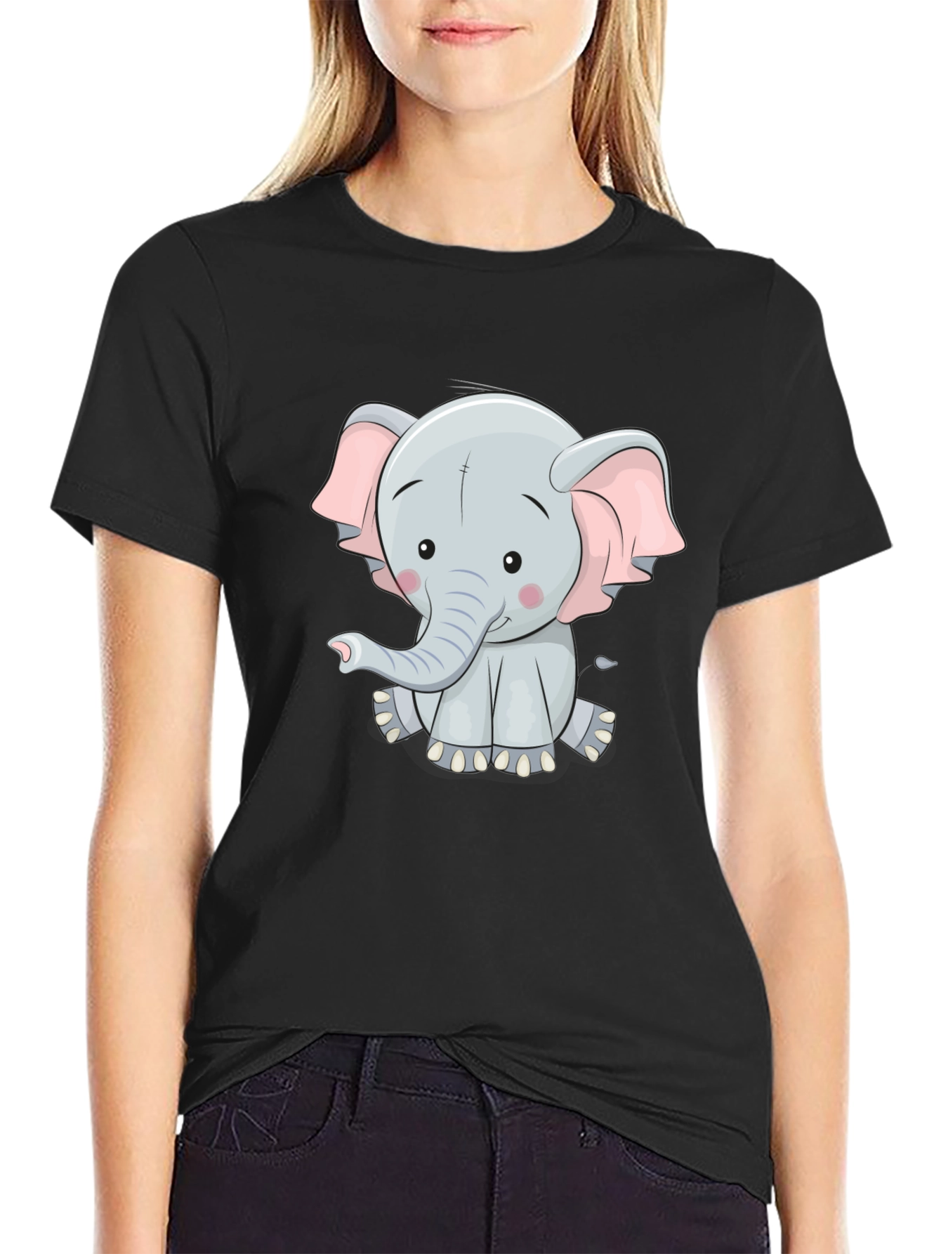 Cute Elephant Graphic Tee - Unisex Black T-Shirt
