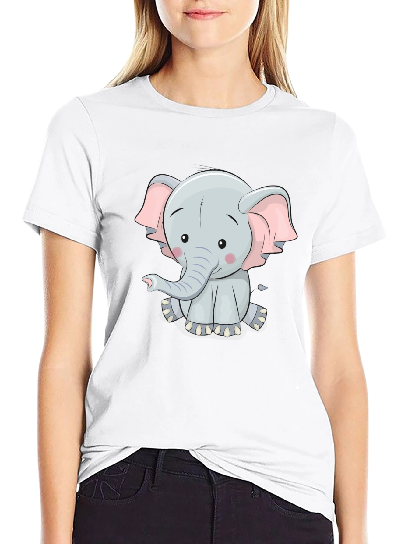 Cute Elephant Graphic Tee - Unisex Black T-Shirt