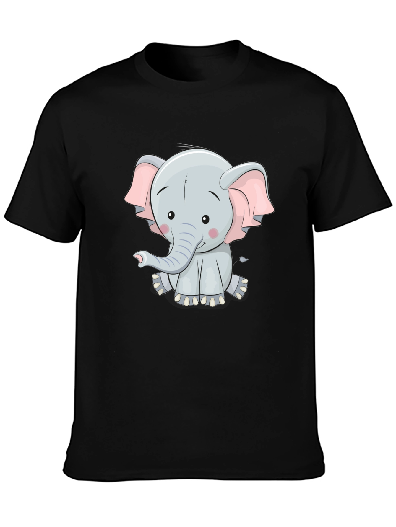 Cute Elephant Graphic Tee - Unisex Black T-Shirt
