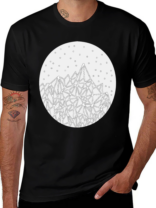 Geometric Mountain T-Shirt - Stylish Black Tee