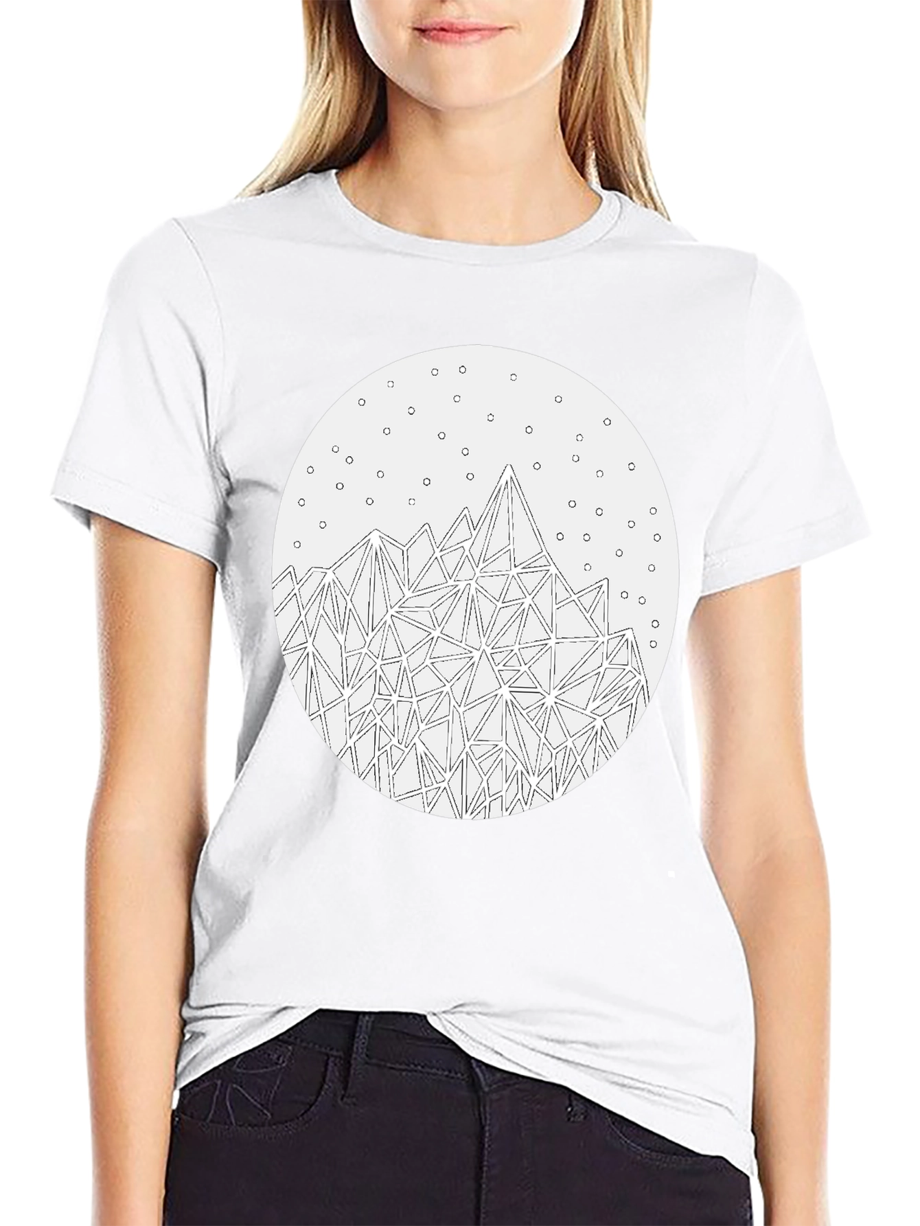 Geometric Mountain T-Shirt - Stylish Black Tee