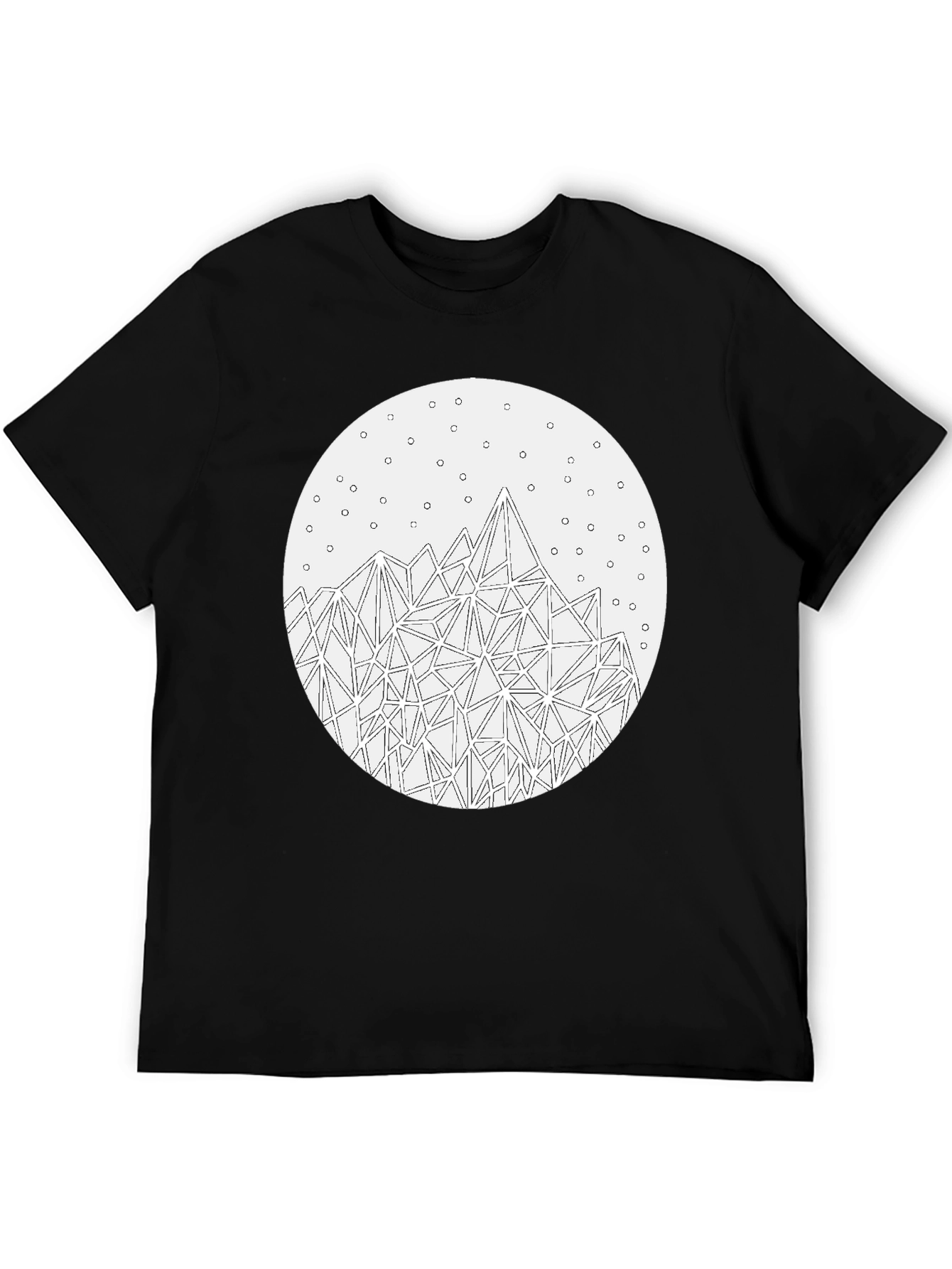 Geometric Mountain T-Shirt - Stylish Black Tee