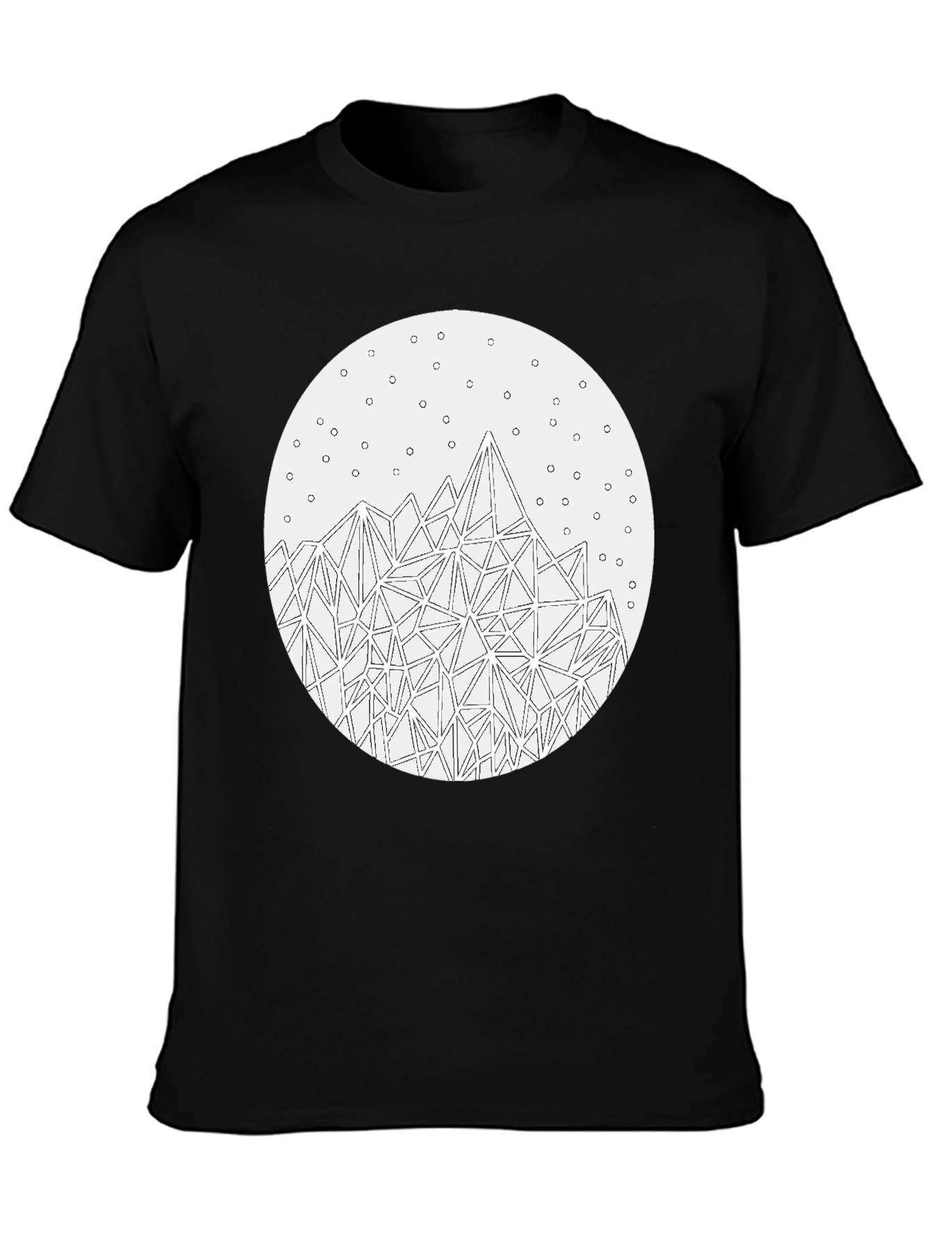 Geometric Mountain T-Shirt - Stylish Black Tee