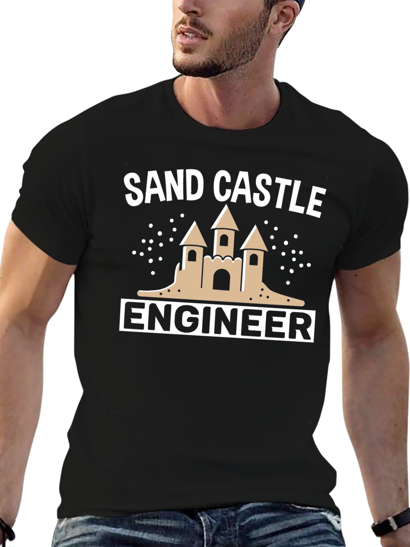 Sandcastle Engineer T-Shirt - Black Cotton Tee