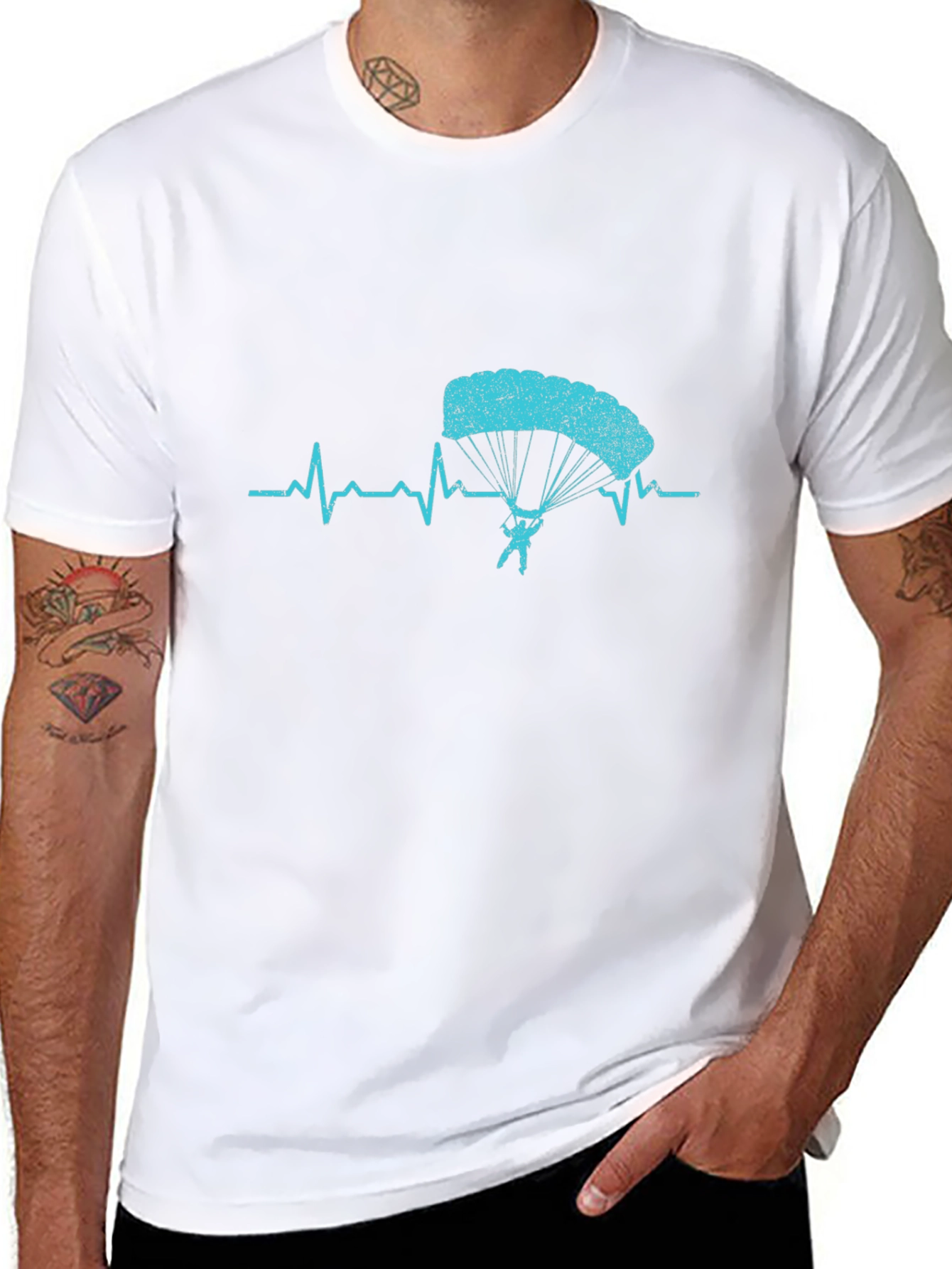 Skydiving Heartbeat T-Shirt - Black