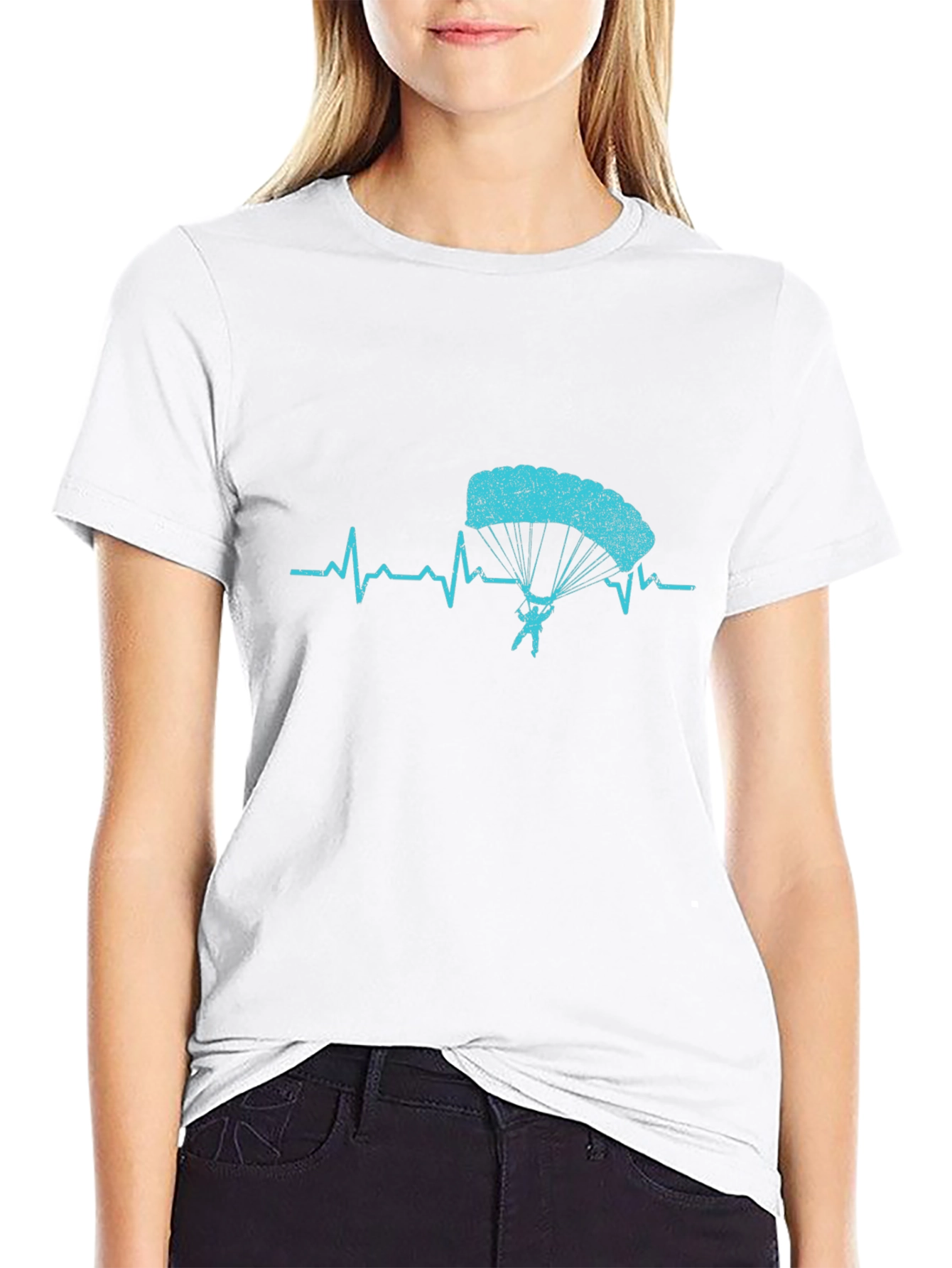 Skydiving Heartbeat T-Shirt - Black