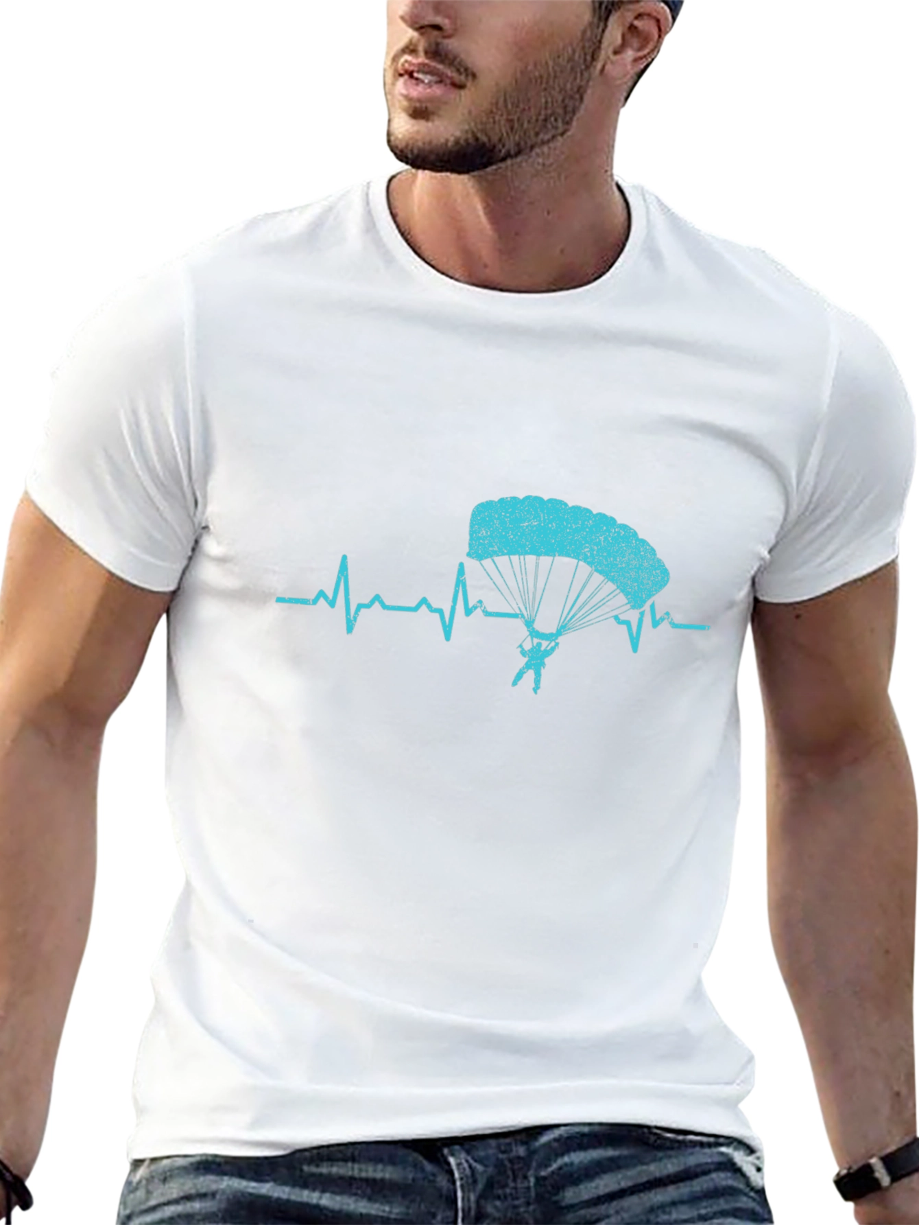 Skydiving Heartbeat T-Shirt - Black