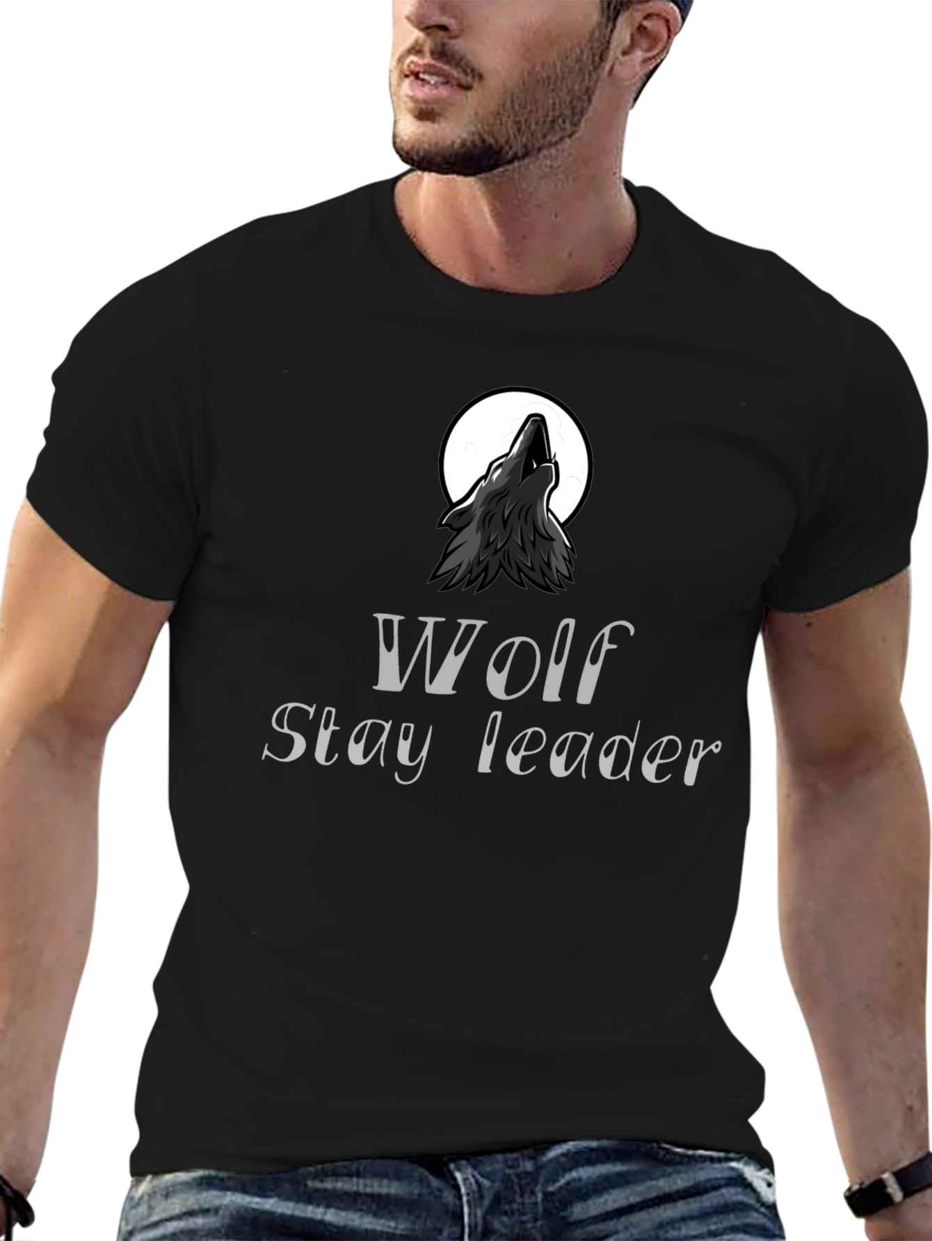Wolf Stay Leader Black T-Shirt