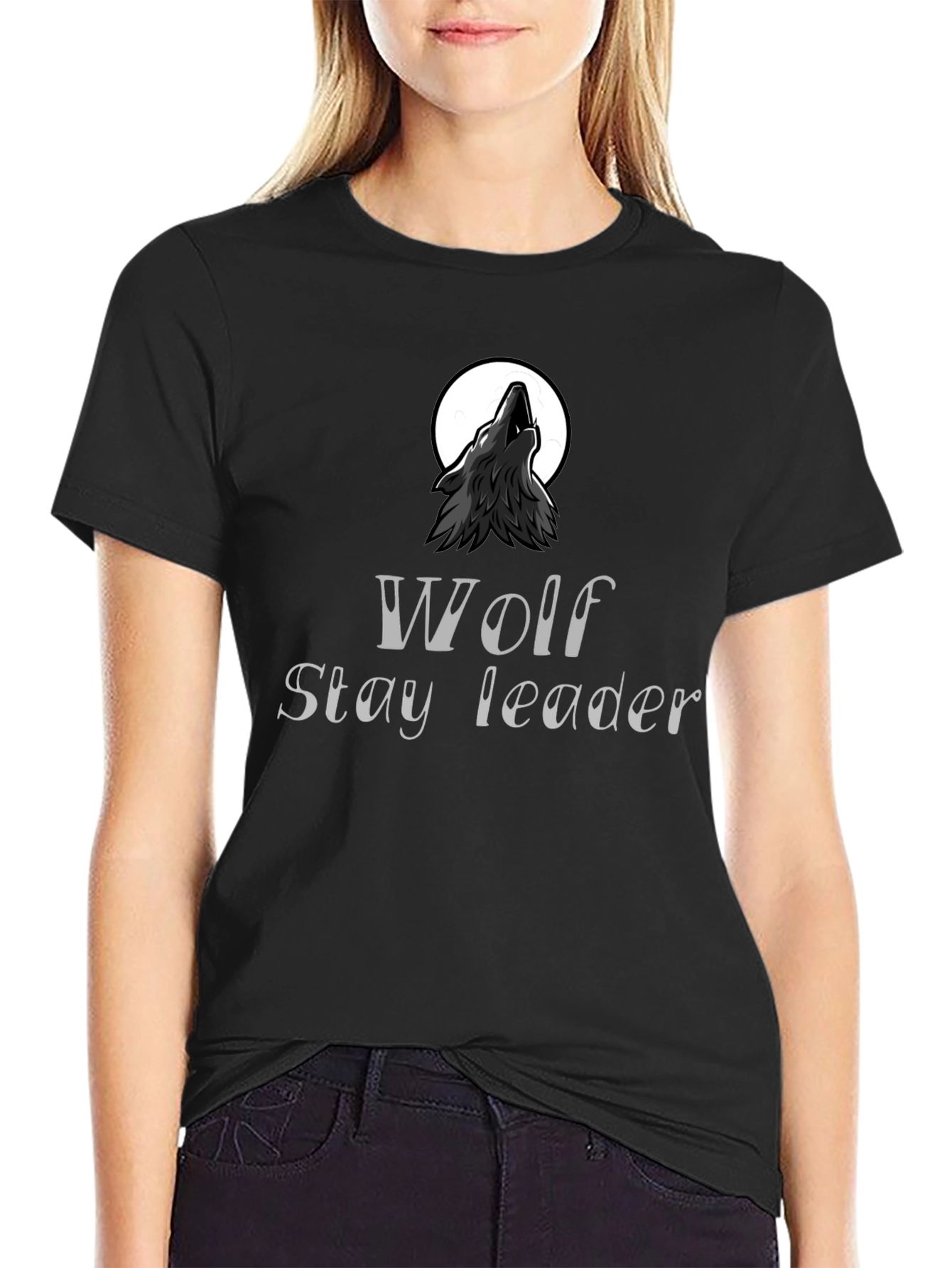Wolf Stay Leader Black T-Shirt