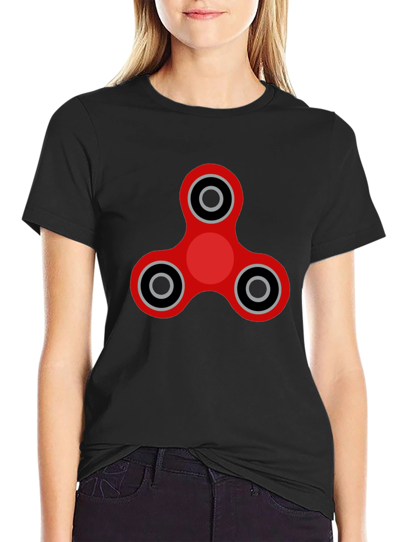 Fidget Spinner Graphic Tee - Black Cotton Blend
