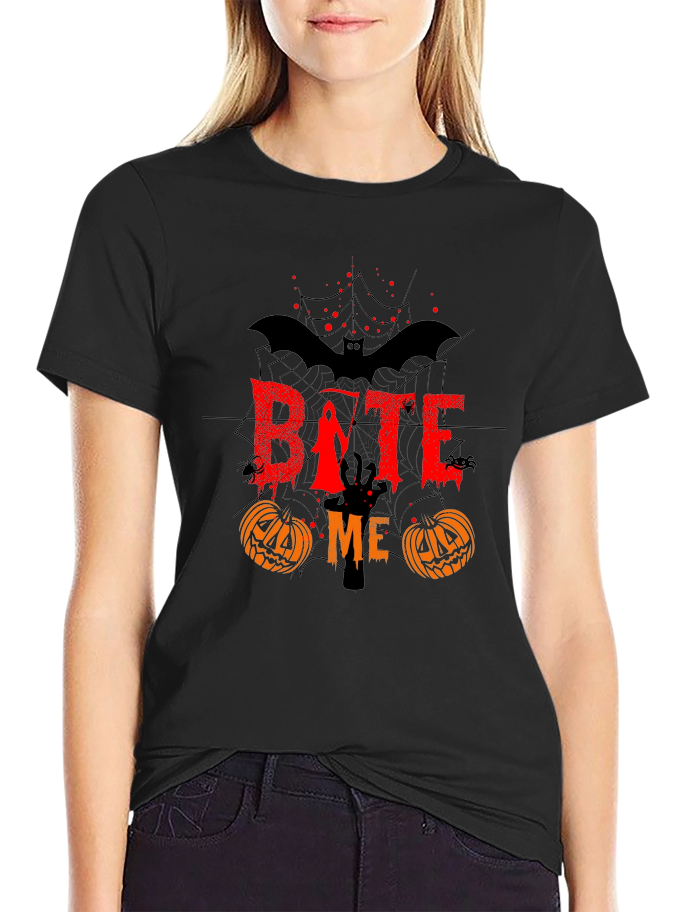 Bite Me Halloween Graphic T-Shirt