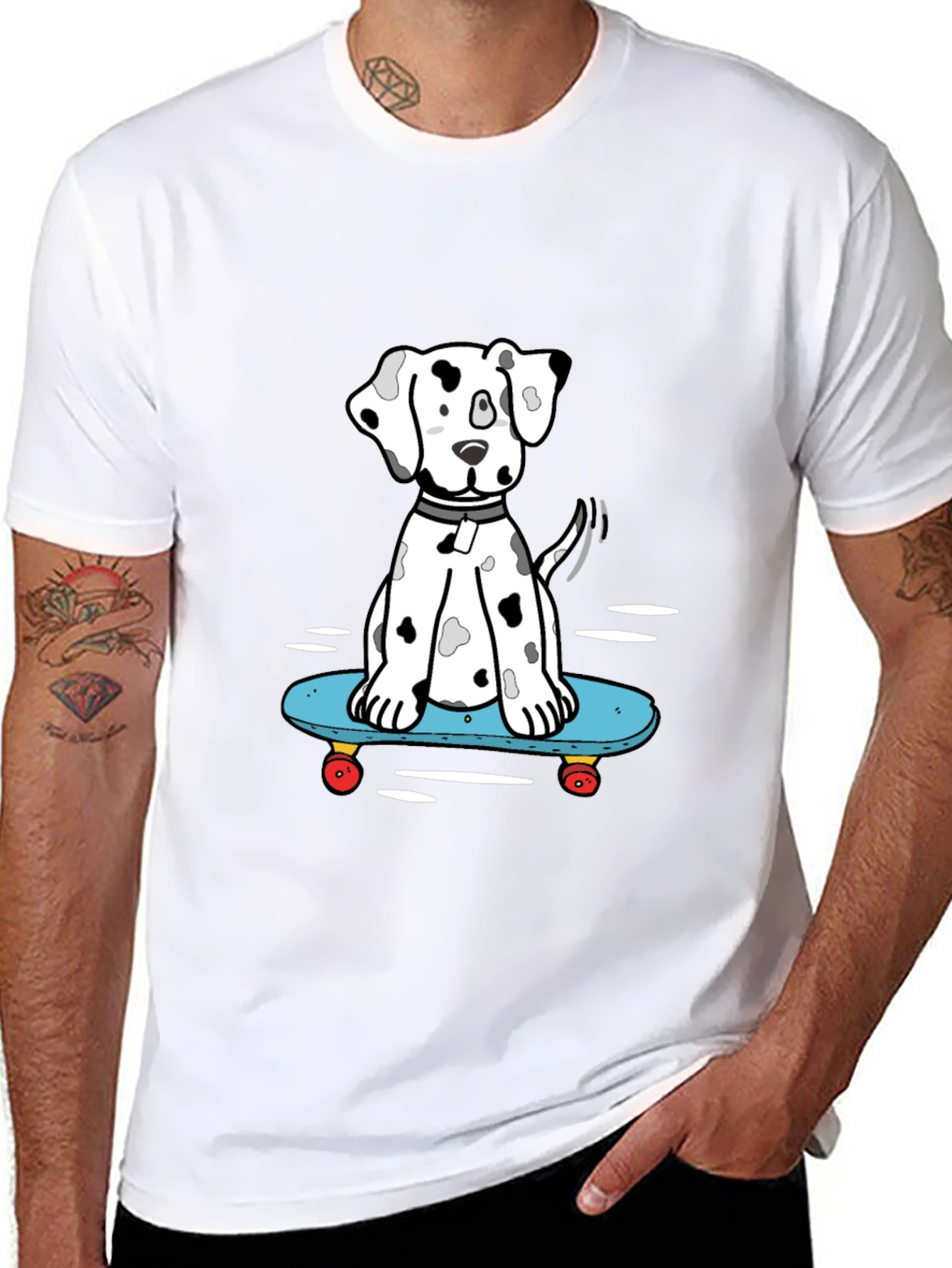 Dalmatian Skateboarding T-Shirt - Cool Graphic Tee
