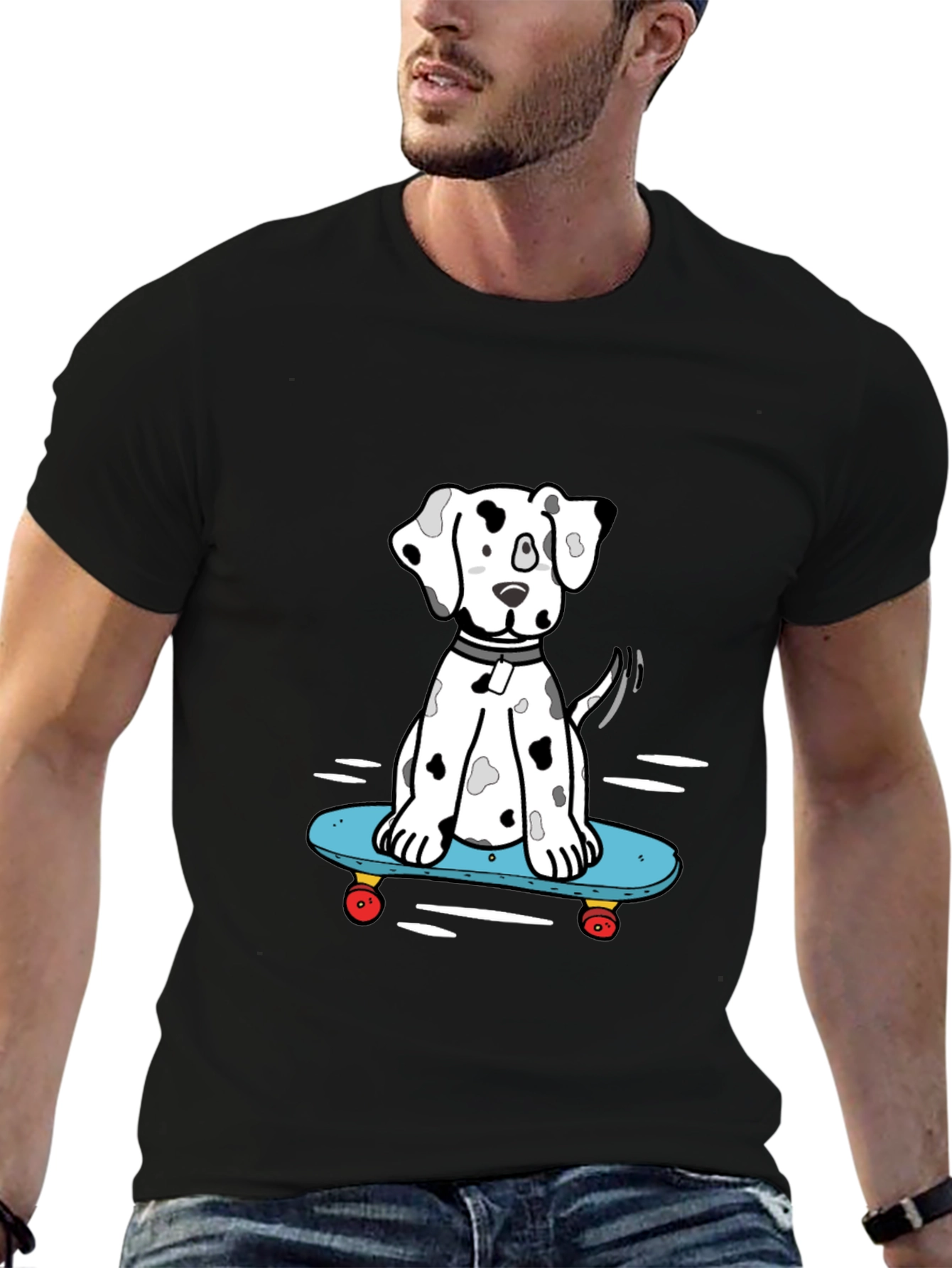 Dalmatian Skateboarding T-Shirt - Cool Graphic Tee