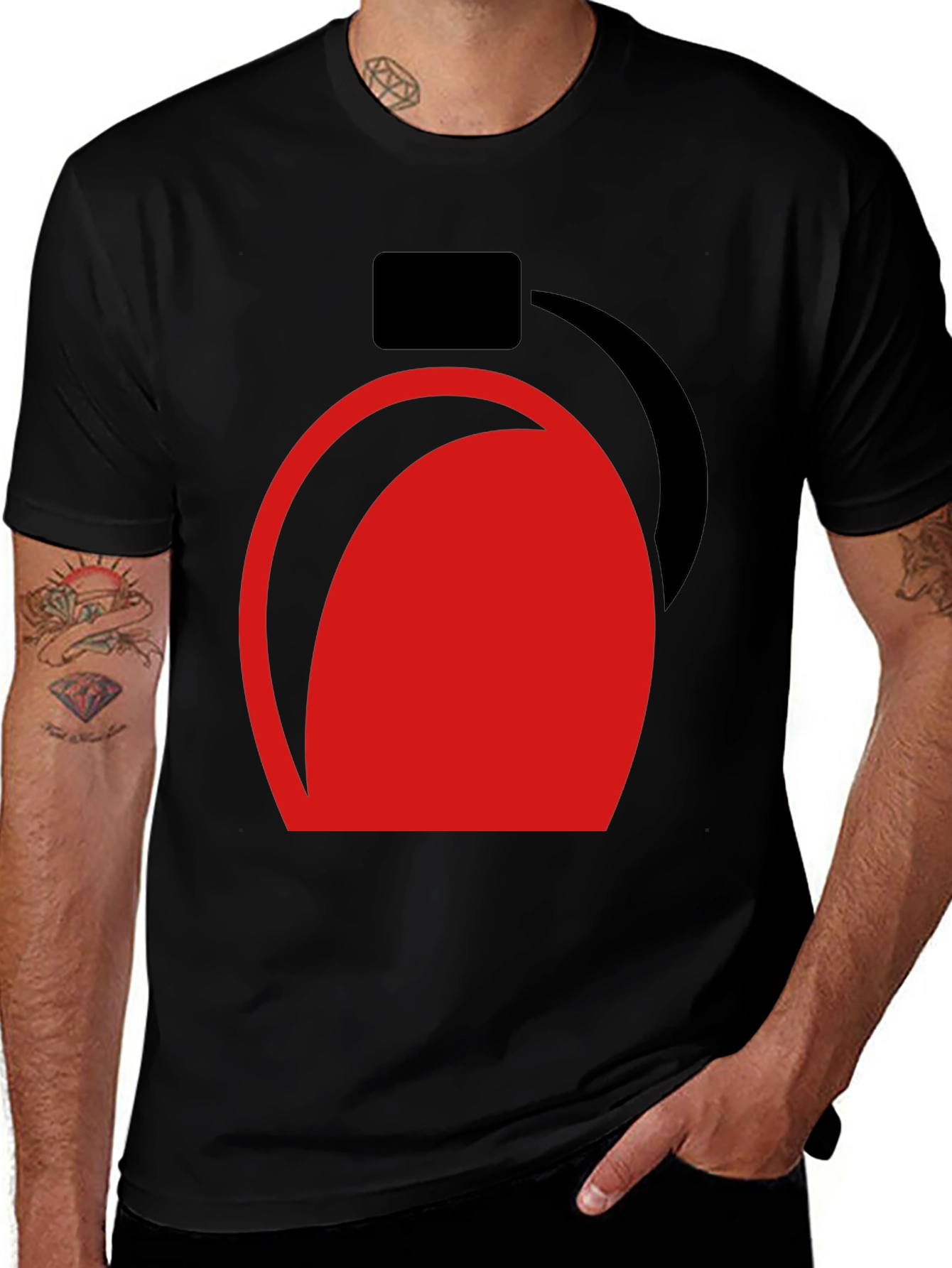 Modern Graphic Tee - Abstract Red and Black Design