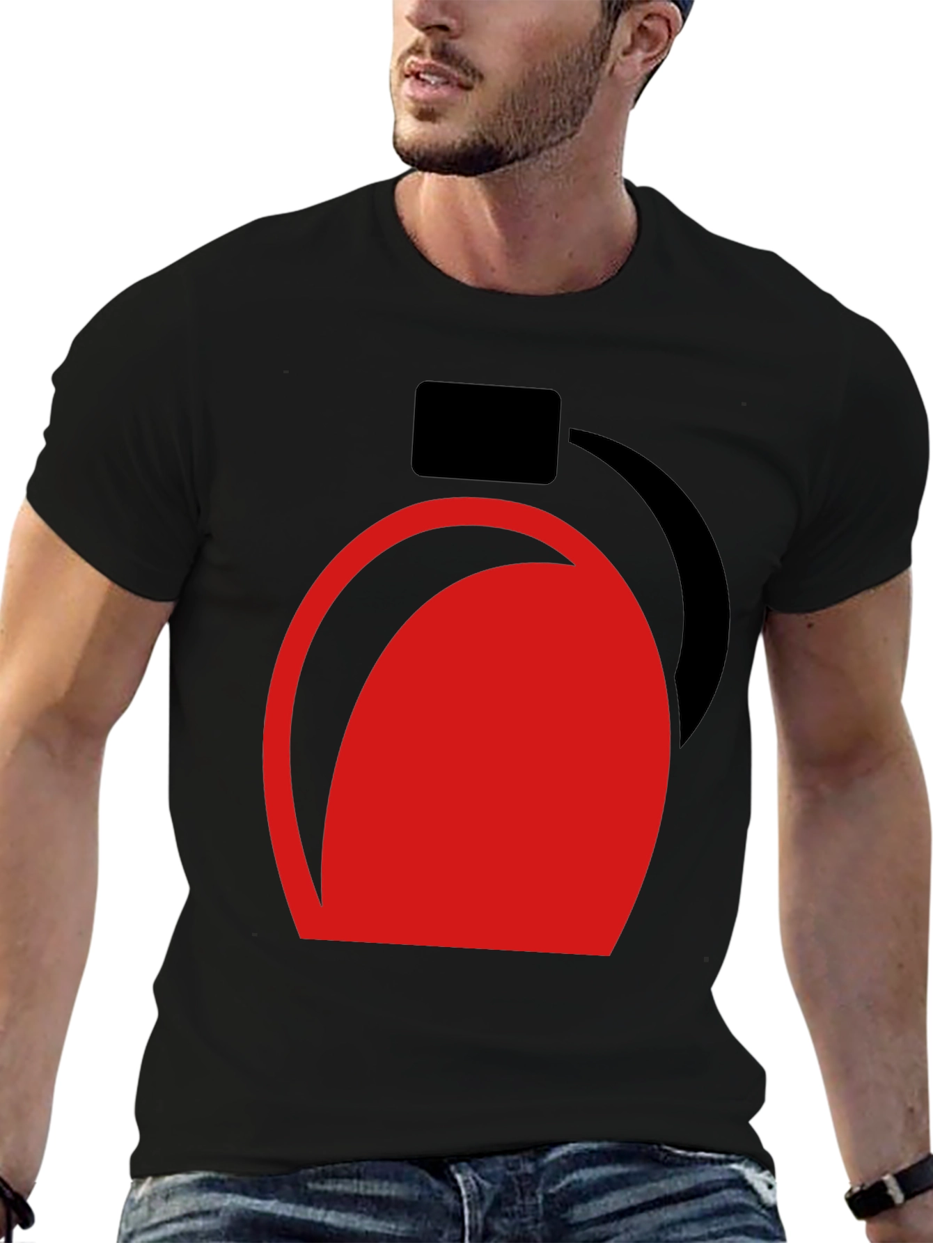 Modern Graphic Tee - Abstract Red and Black Design