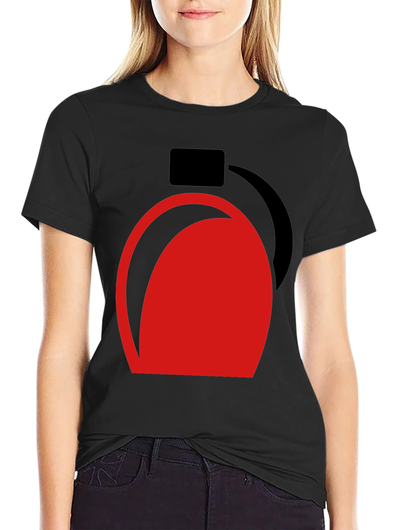 Modern Graphic Tee - Abstract Red and Black Design
