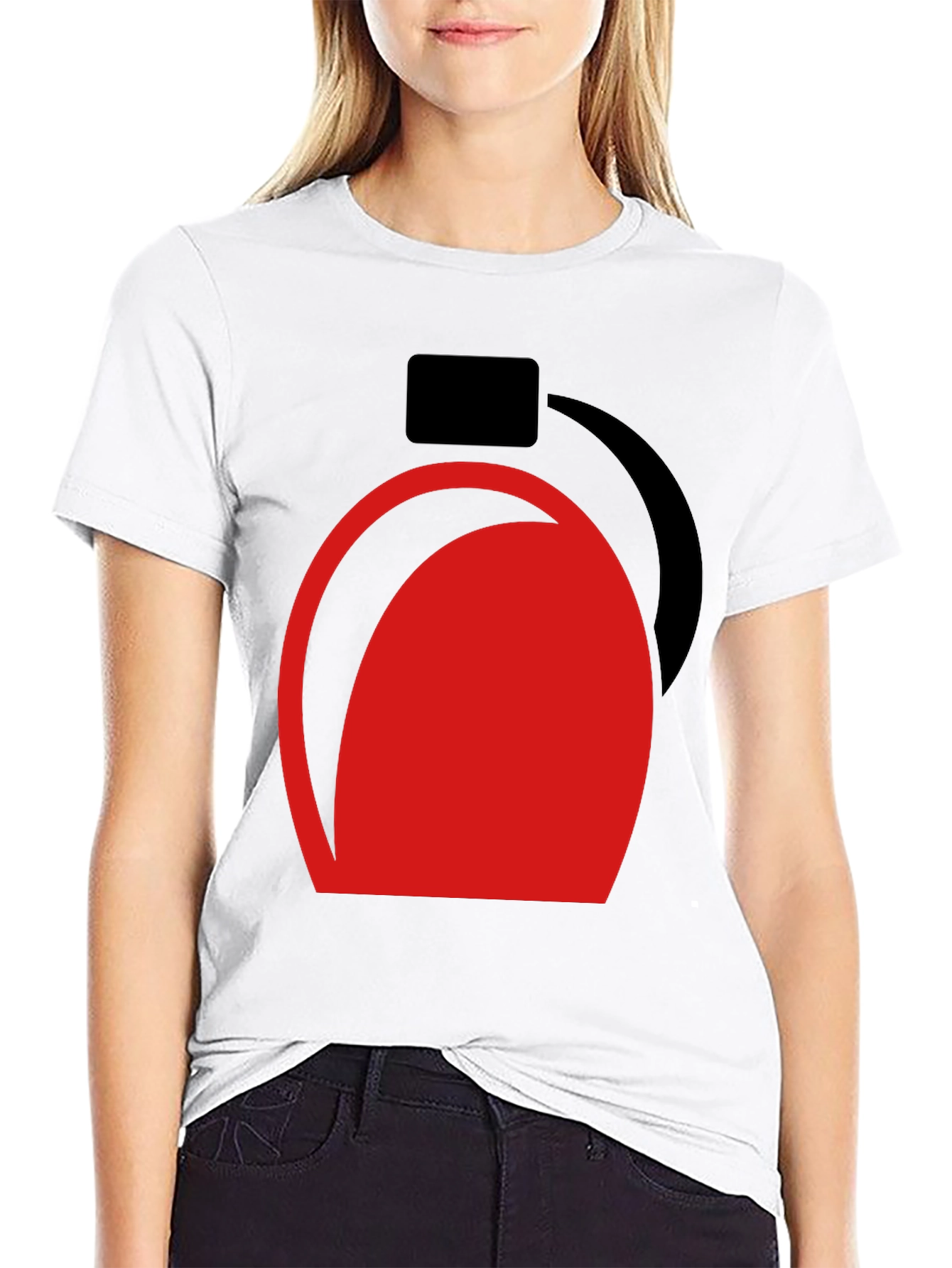 Modern Graphic Tee - Abstract Red and Black Design