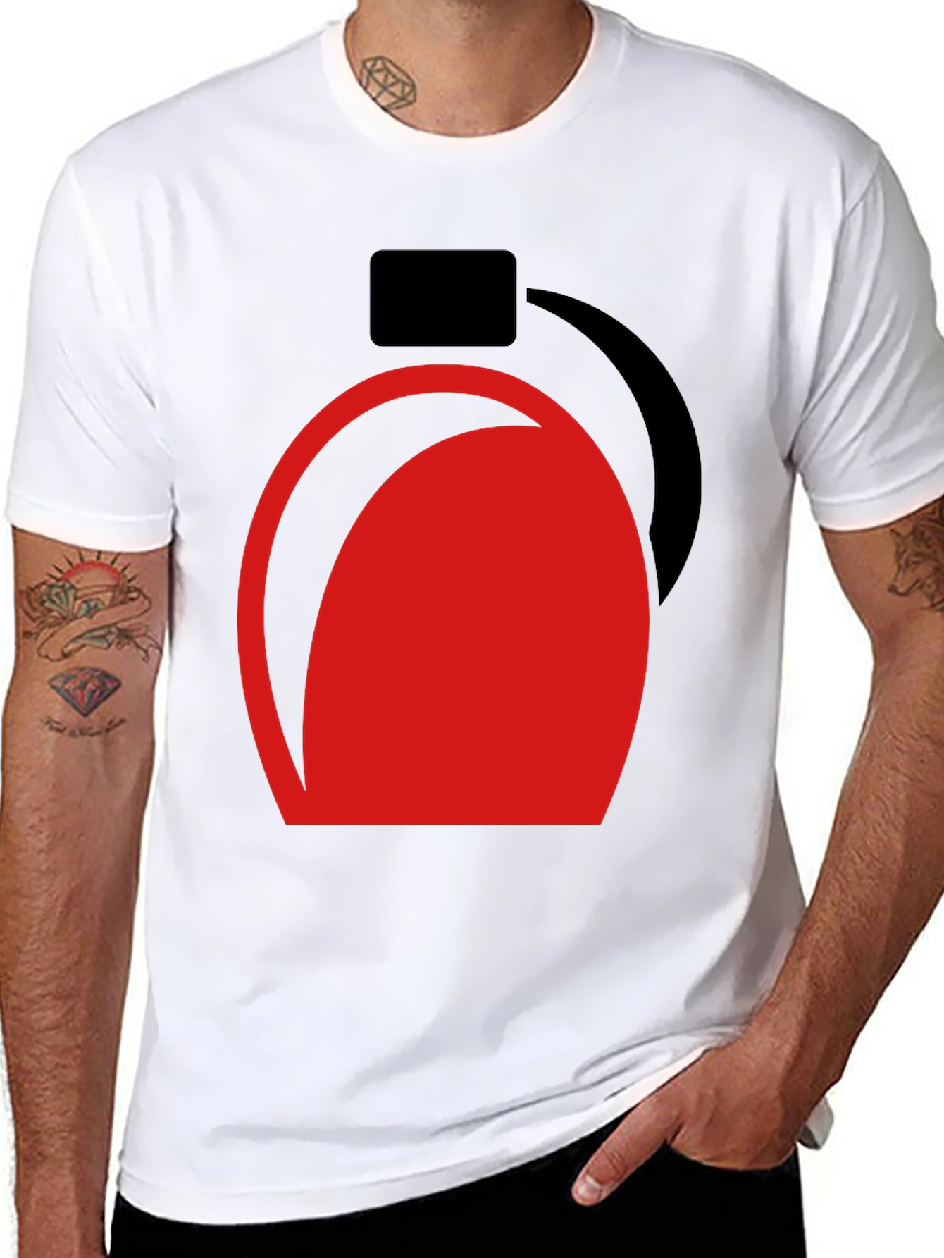 Modern Graphic Tee - Abstract Red and Black Design