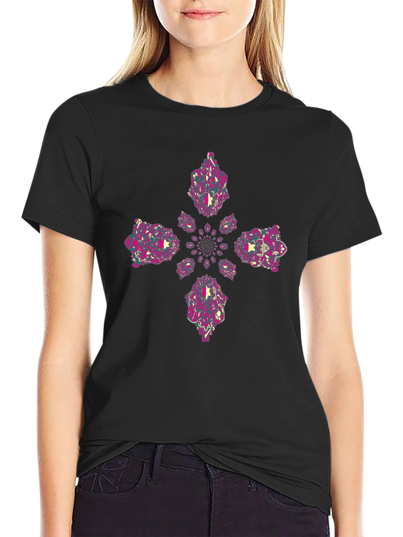 Abstract Kaleidoscope Cross Graphic Tee