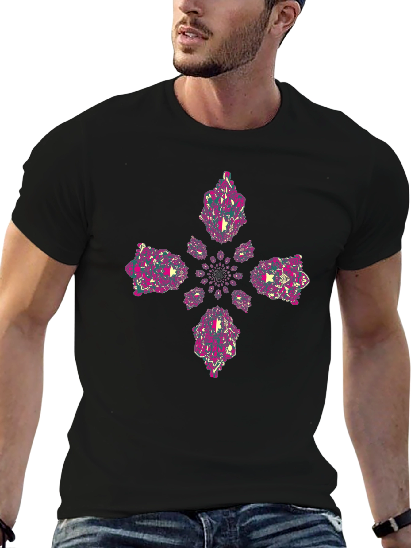 Abstract Kaleidoscope Cross Graphic Tee