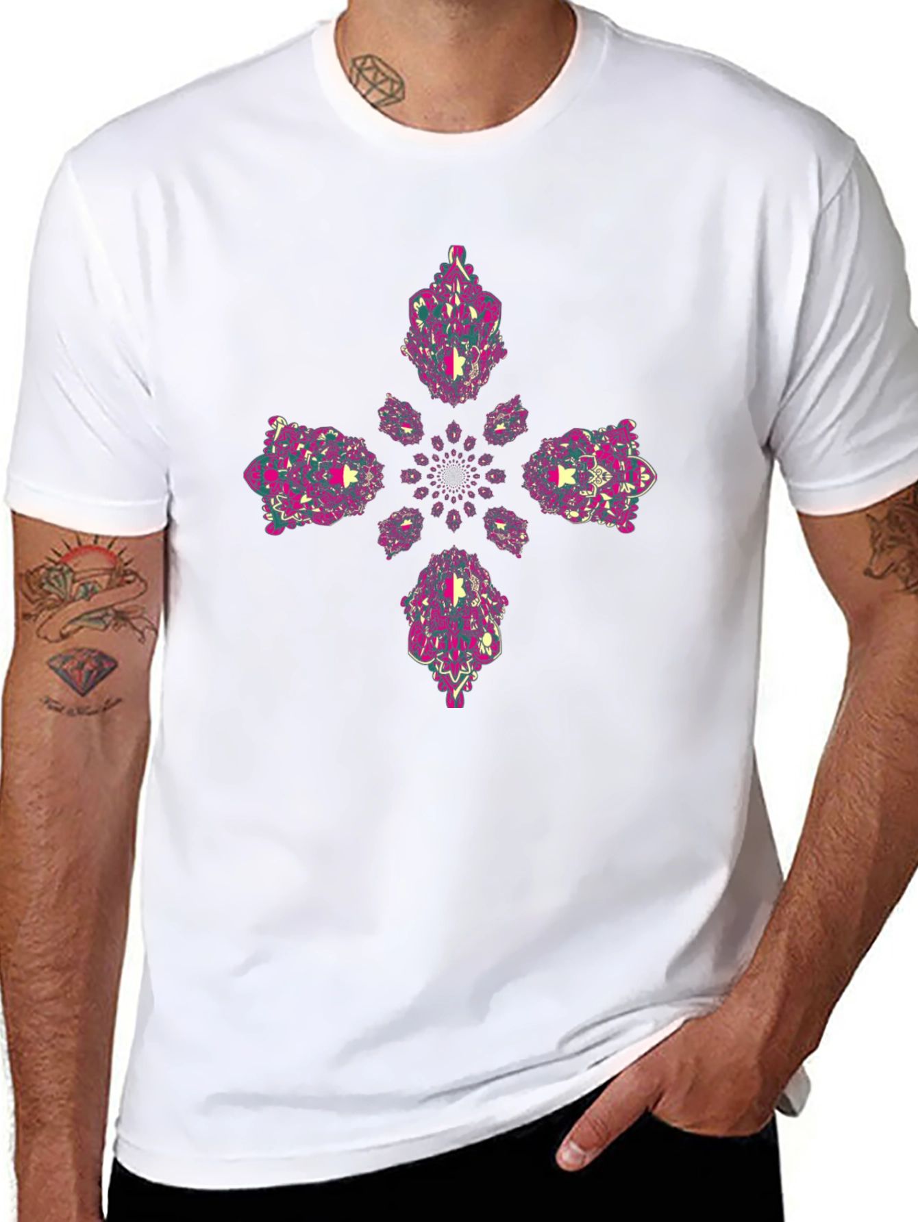 Abstract Kaleidoscope Cross Graphic Tee