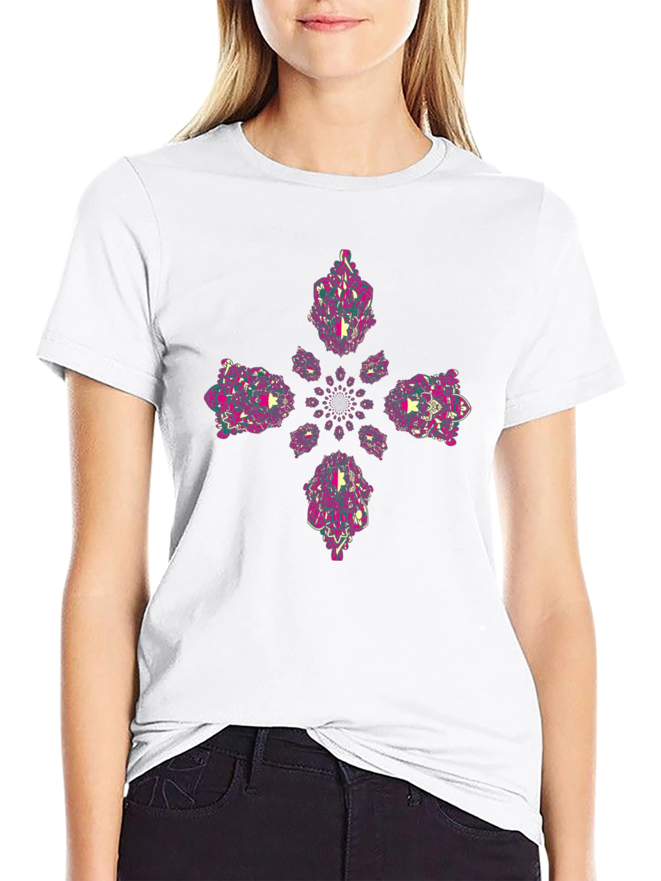 Abstract Kaleidoscope Cross Graphic Tee