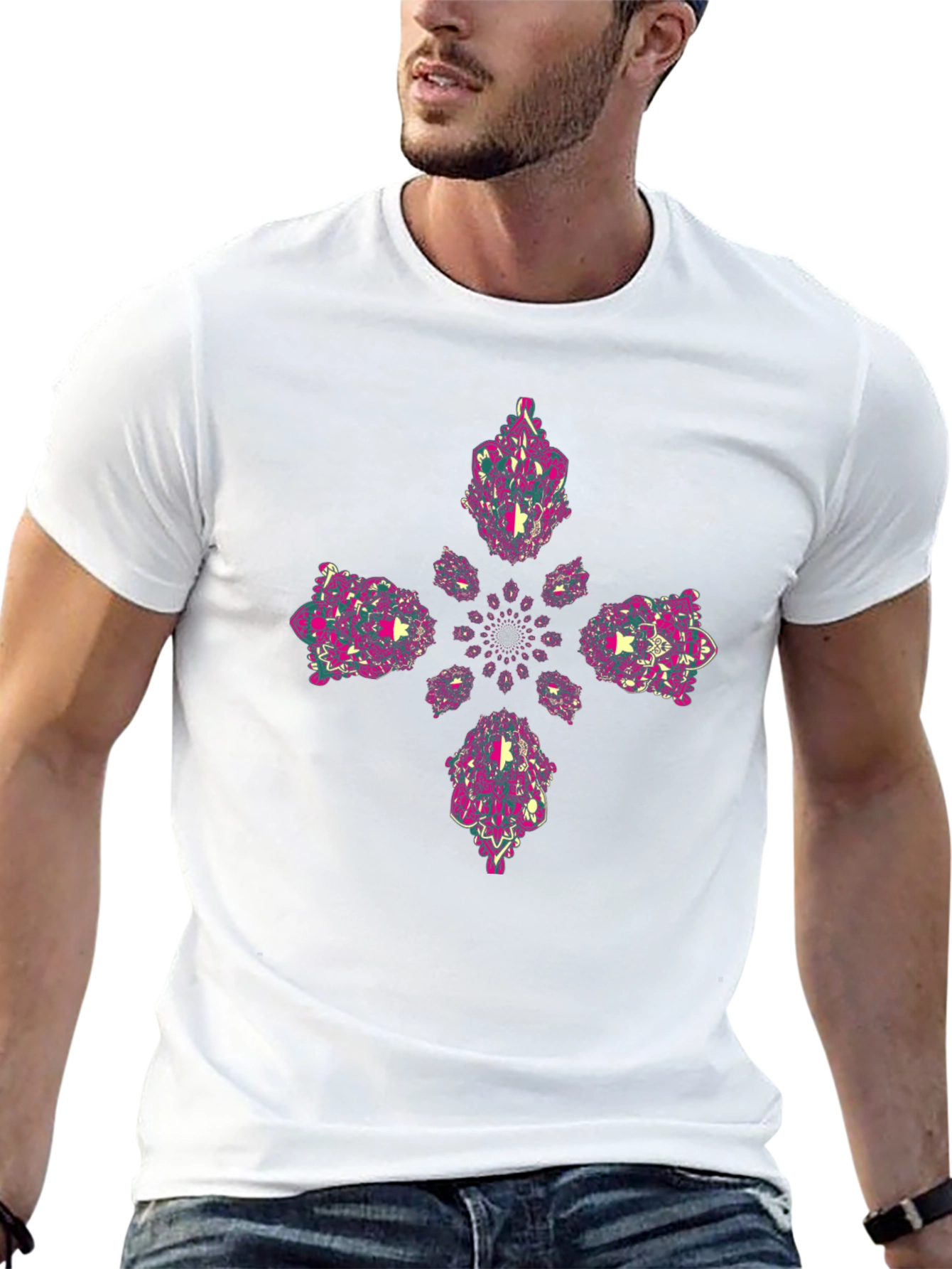 Abstract Kaleidoscope Cross Graphic Tee