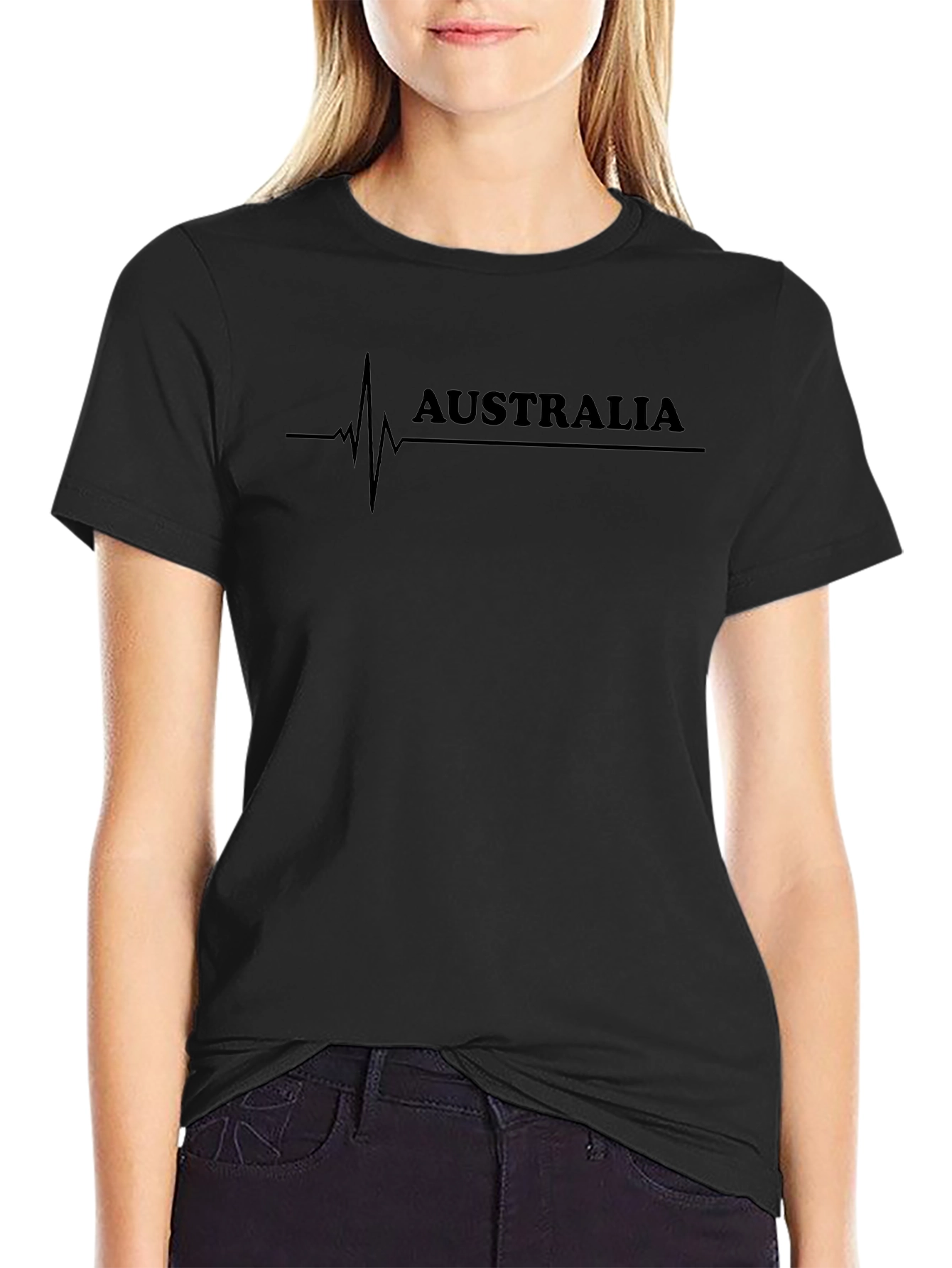 Australia Heartbeat T-Shirt - Black Graphic Tee