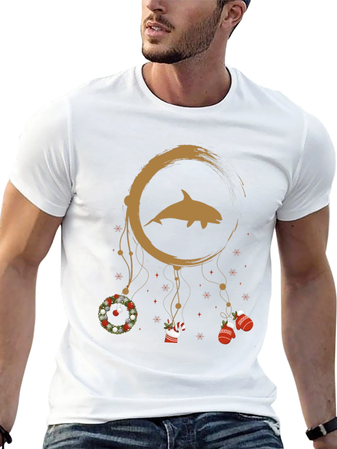 Christmas Dolphin Dreamcatcher Graphic Tee
