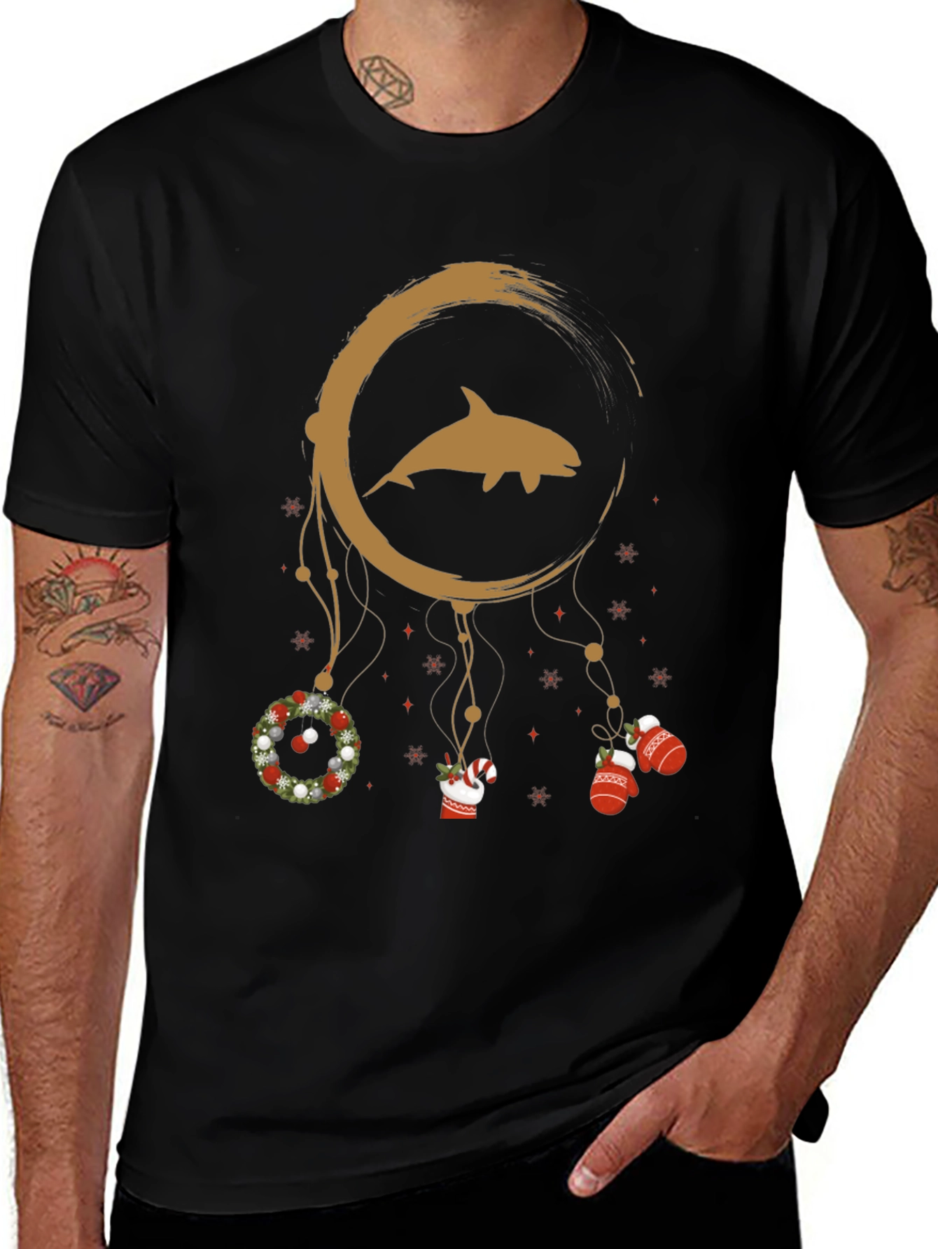 Christmas Dolphin Dreamcatcher Graphic Tee