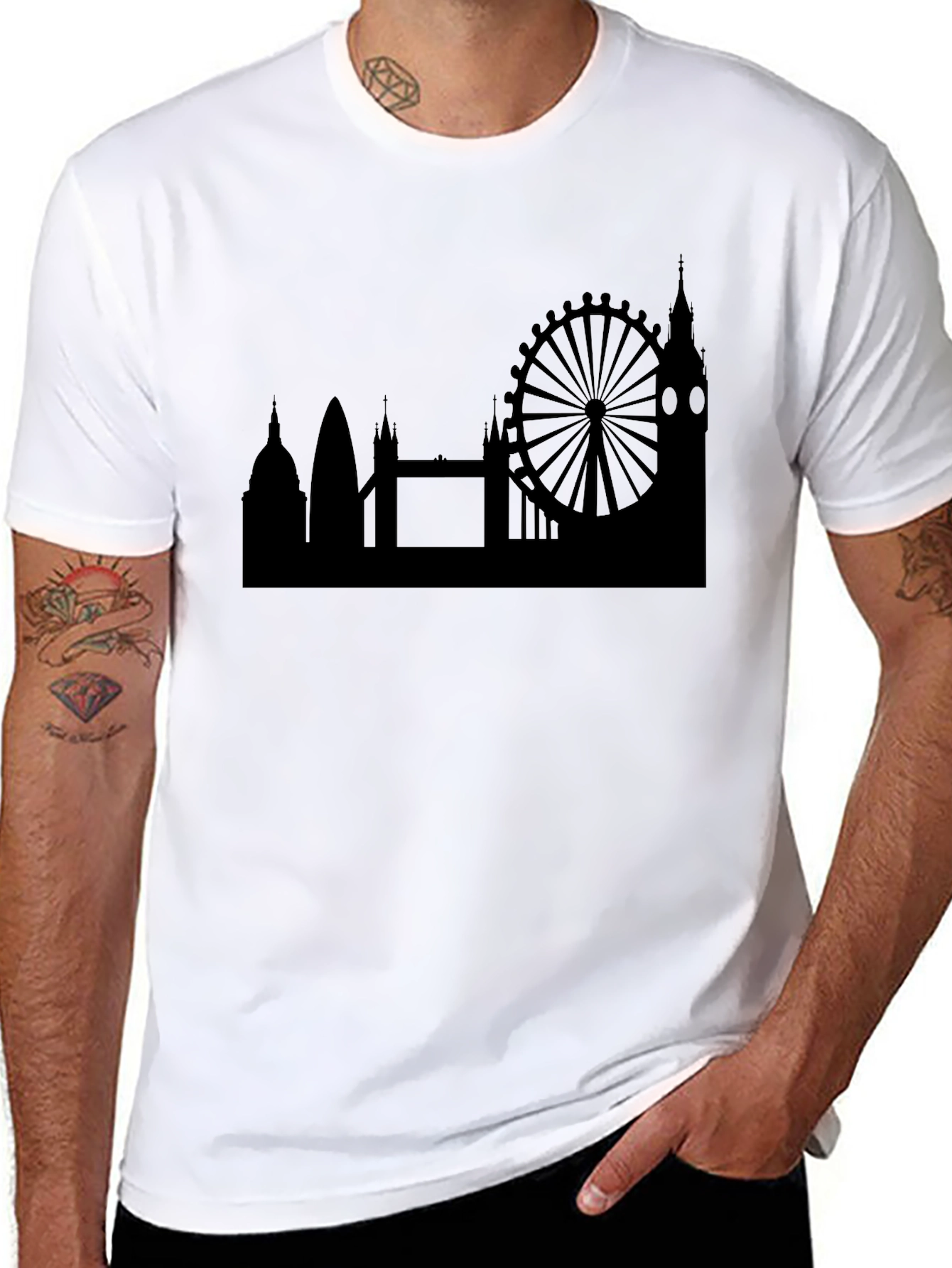 London Skyline Mens Black T-Shirt