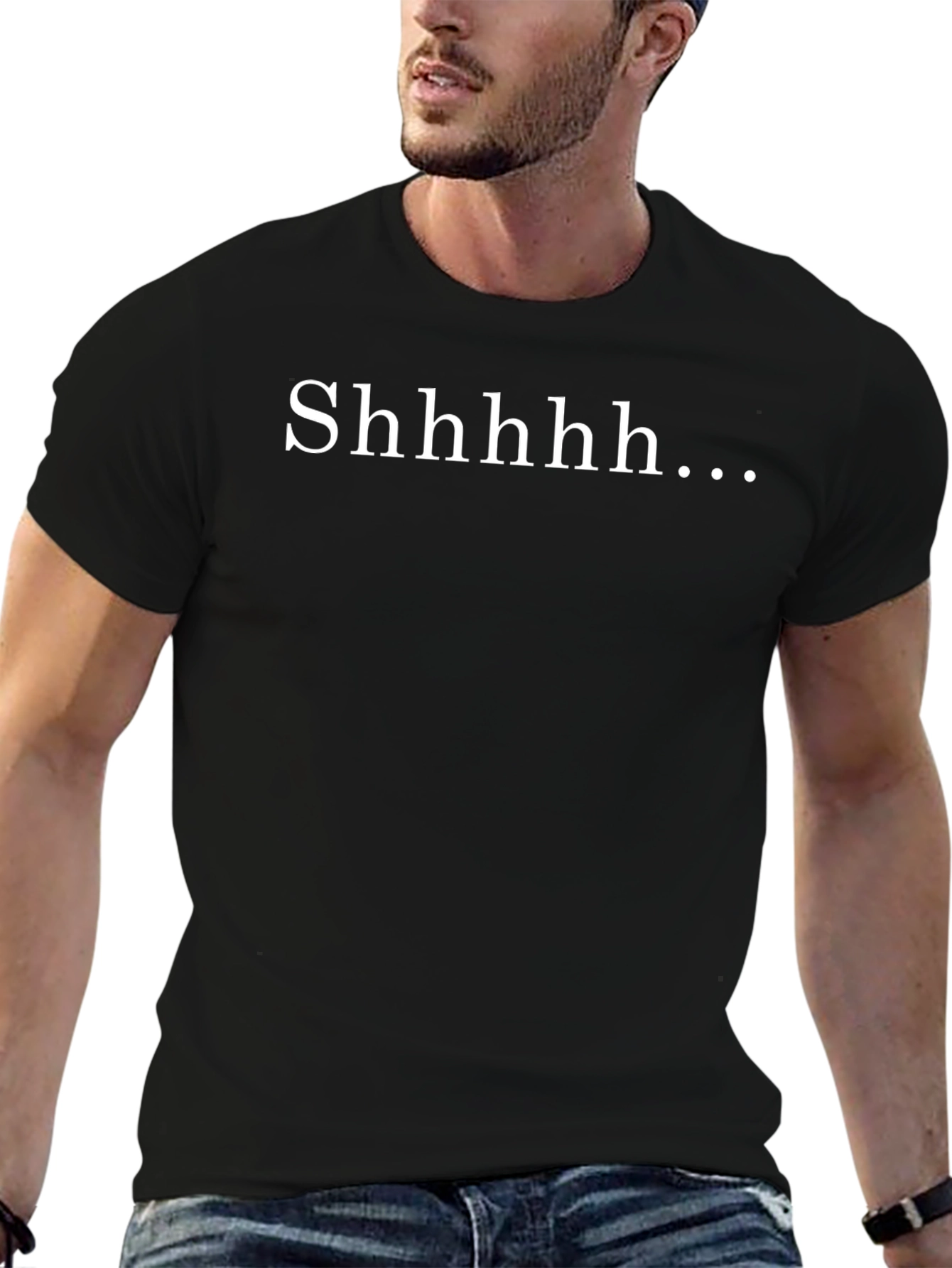 Shhhhh Graphic Tee -  Comfortable Black T-Shirt