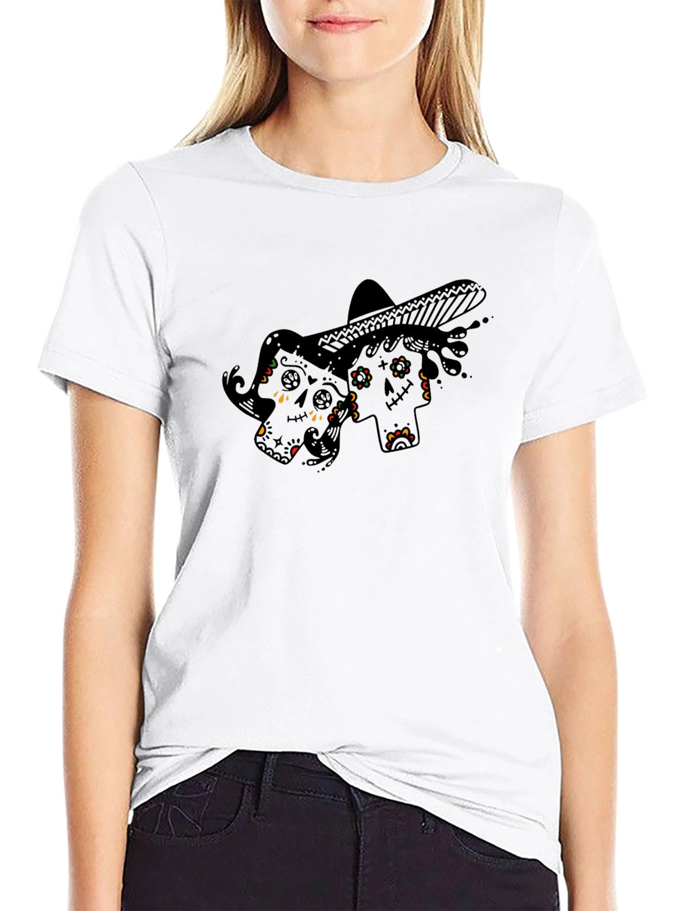 Day of the Dead Skull Sombrero T-Shirt